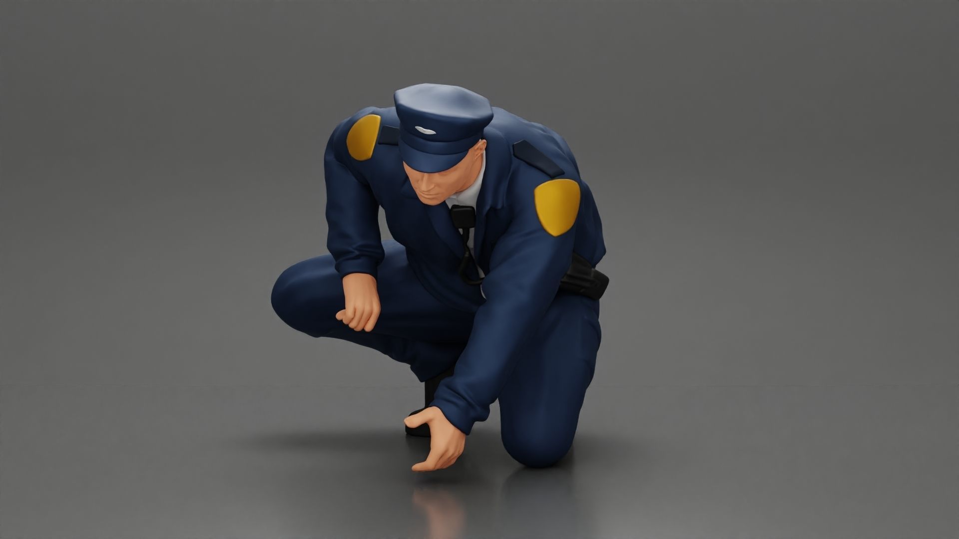 policeman officer sitting and puts handcuffs on a gangster 3D print model_5