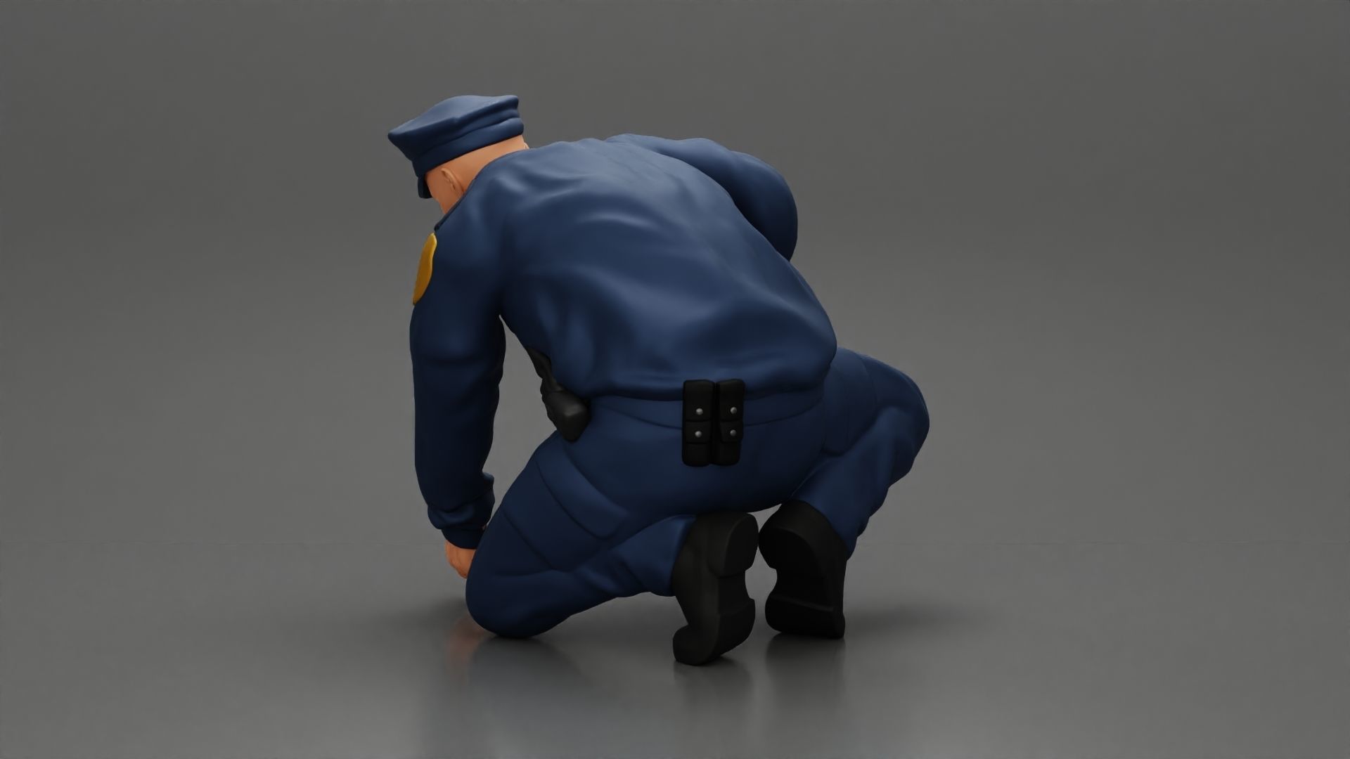 policeman officer sitting and puts handcuffs on a gangster 3D print model_3