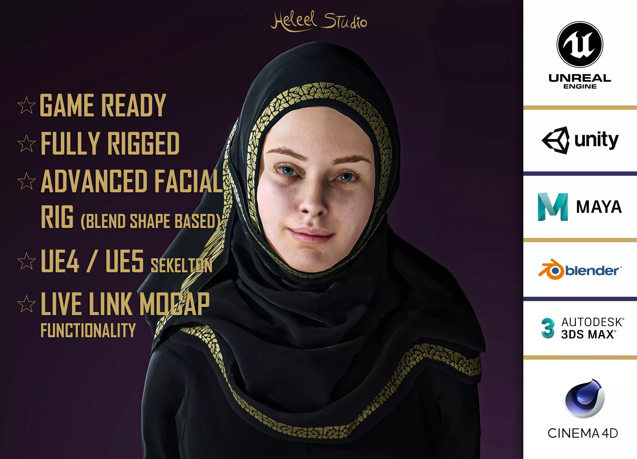 High Quality Realistic Arab Woman Low-poly 3D model_0