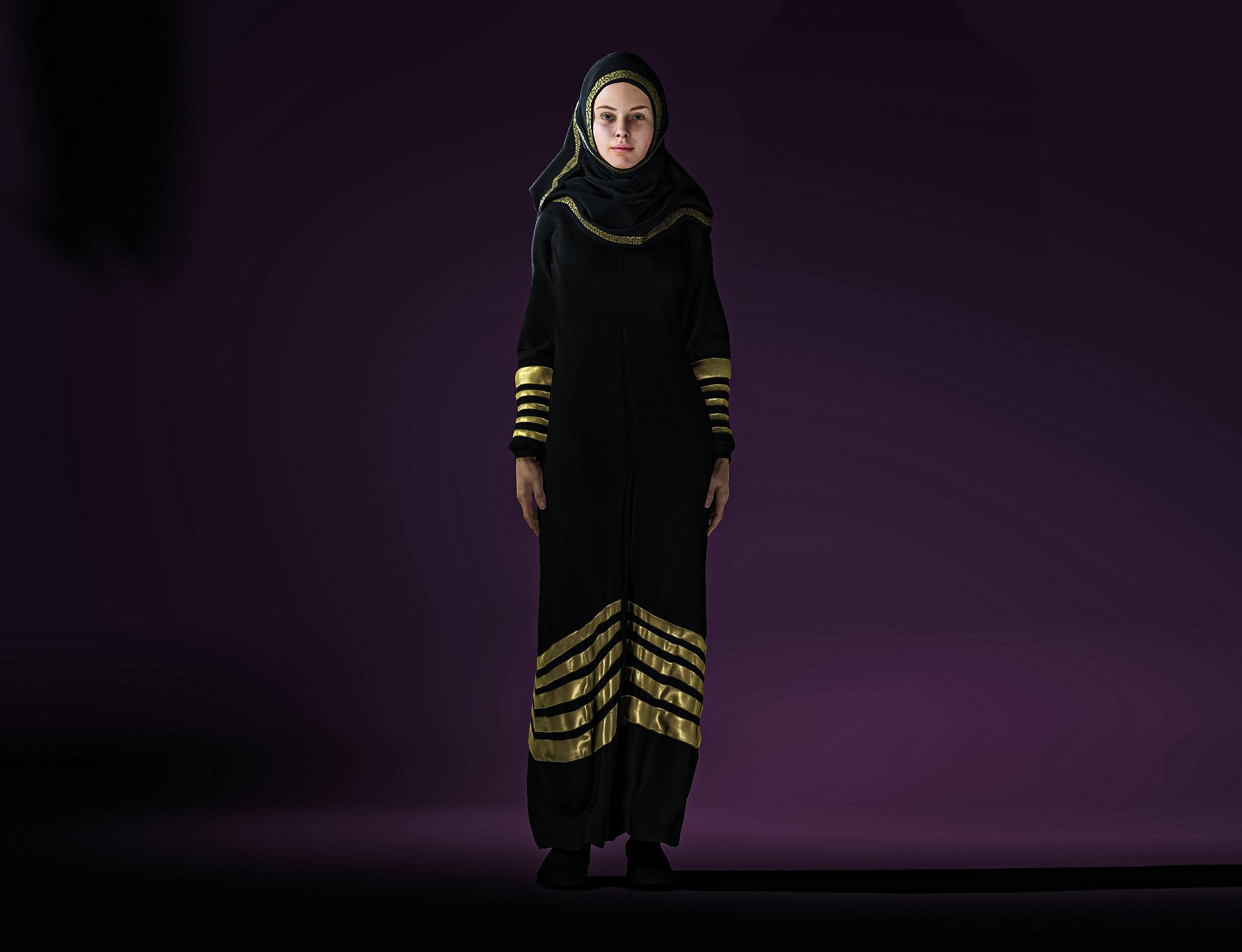 High Quality Realistic Arab Woman Low-poly 3D model_2