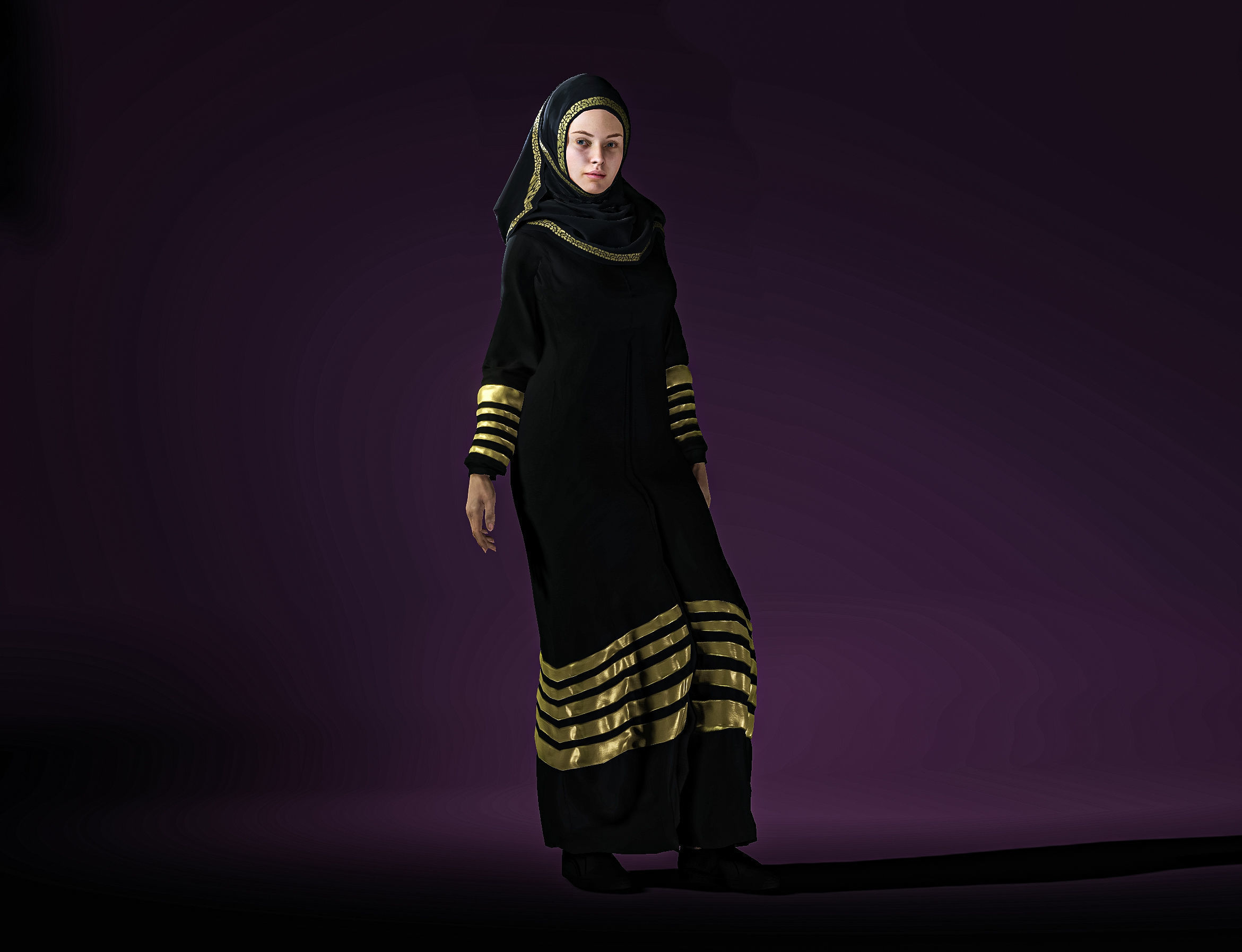 High Quality Realistic Arab Woman Low-poly 3D model_4