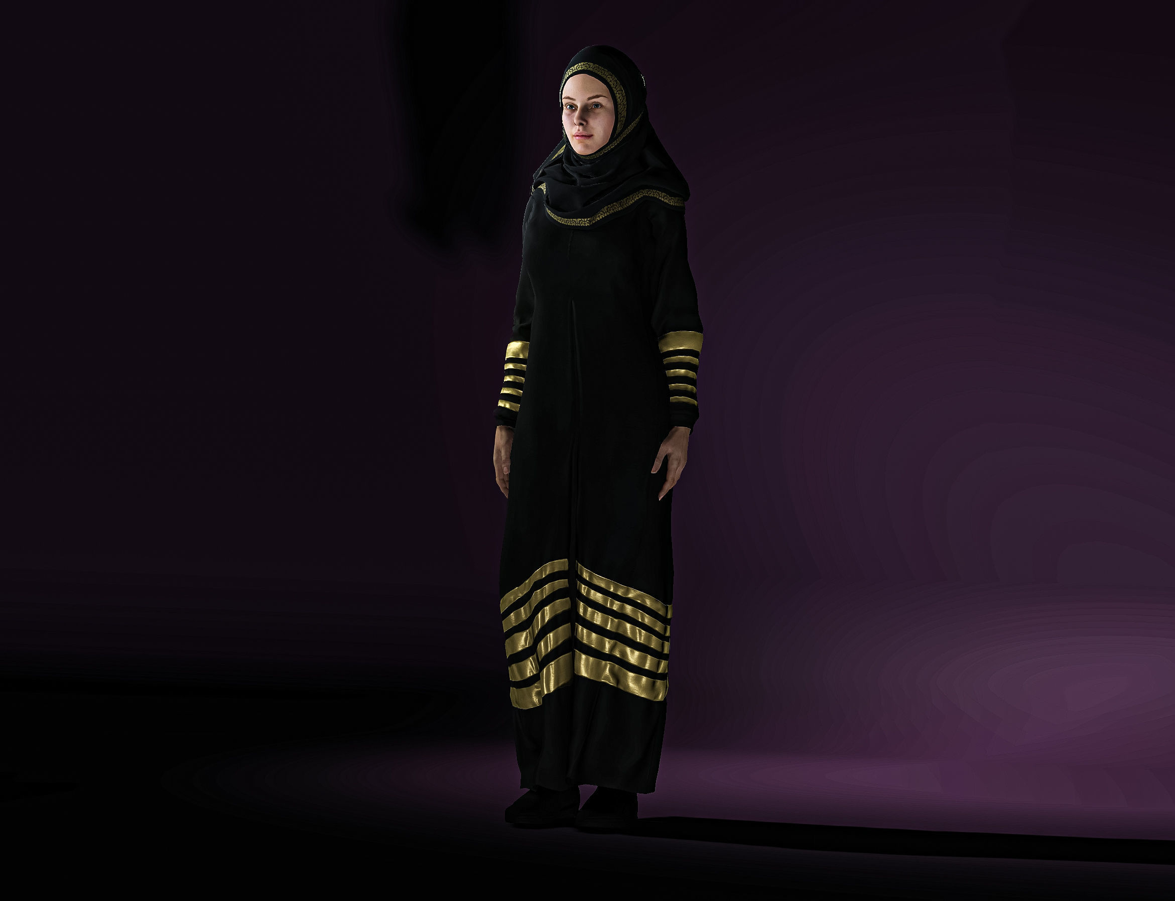 High Quality Realistic Arab Woman Low-poly 3D model_3