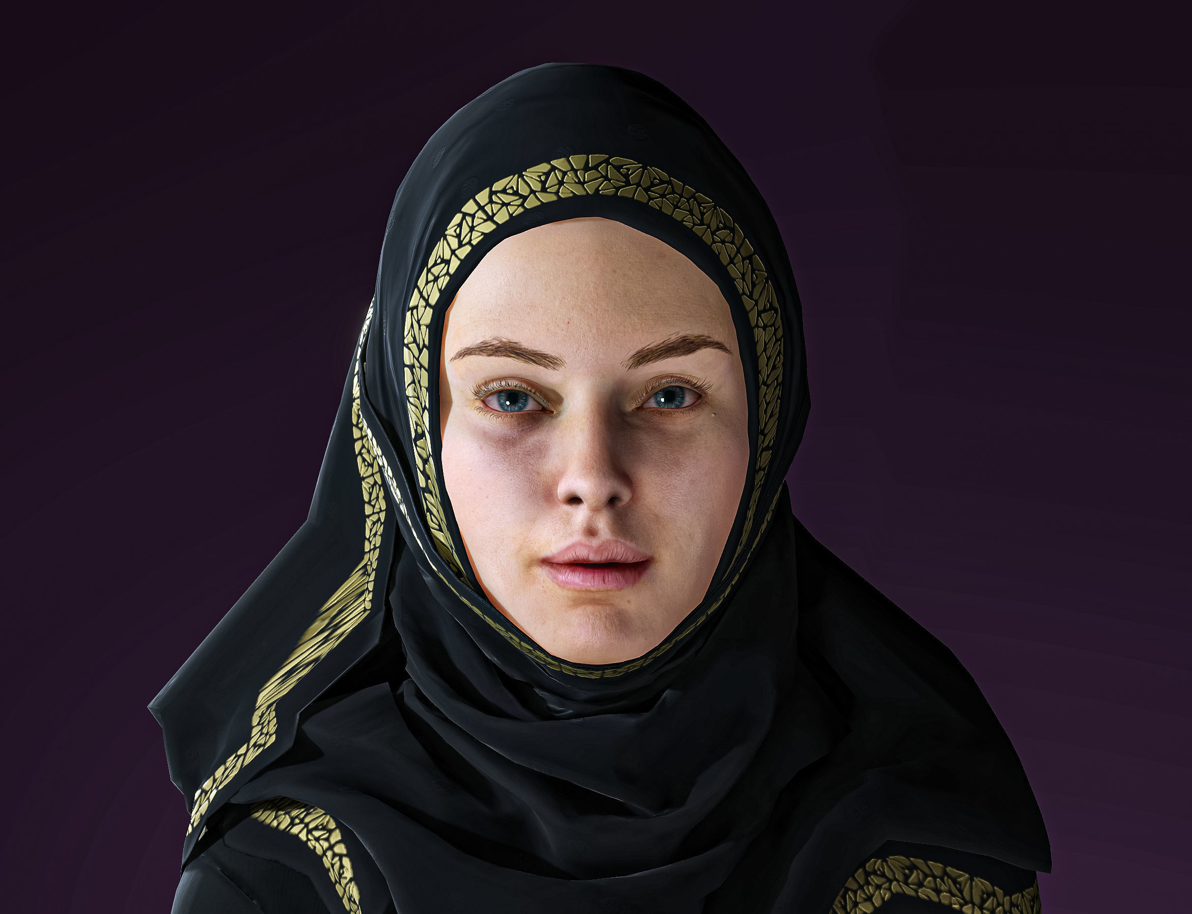 High Quality Realistic Arab Woman Low-poly 3D model_11