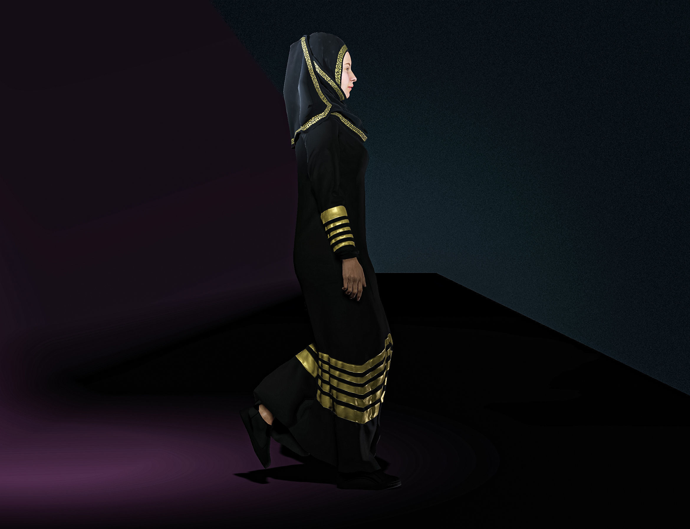 High Quality Realistic Arab Woman Low-poly 3D model_7