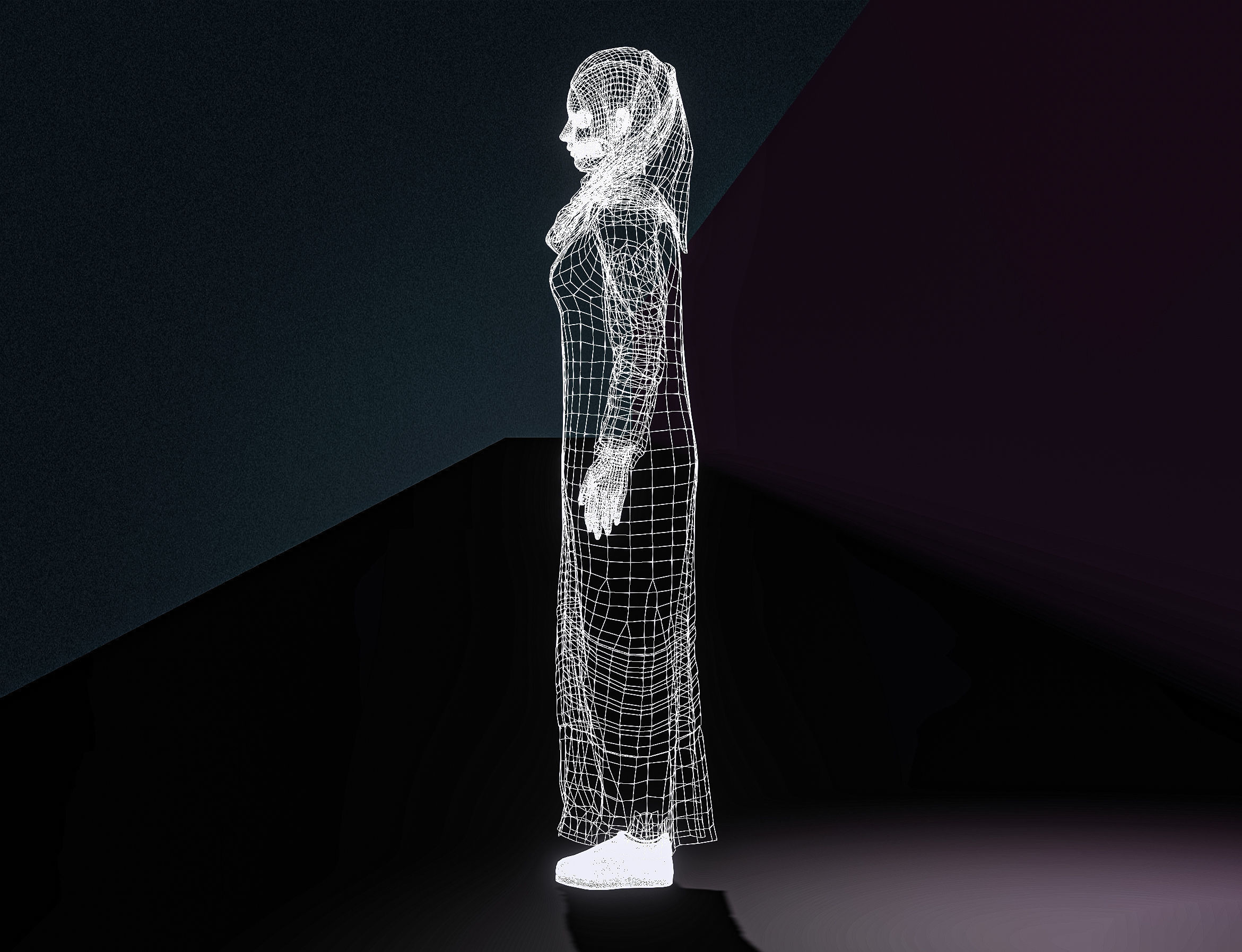 High Quality Realistic Arab Woman Low-poly 3D model_19