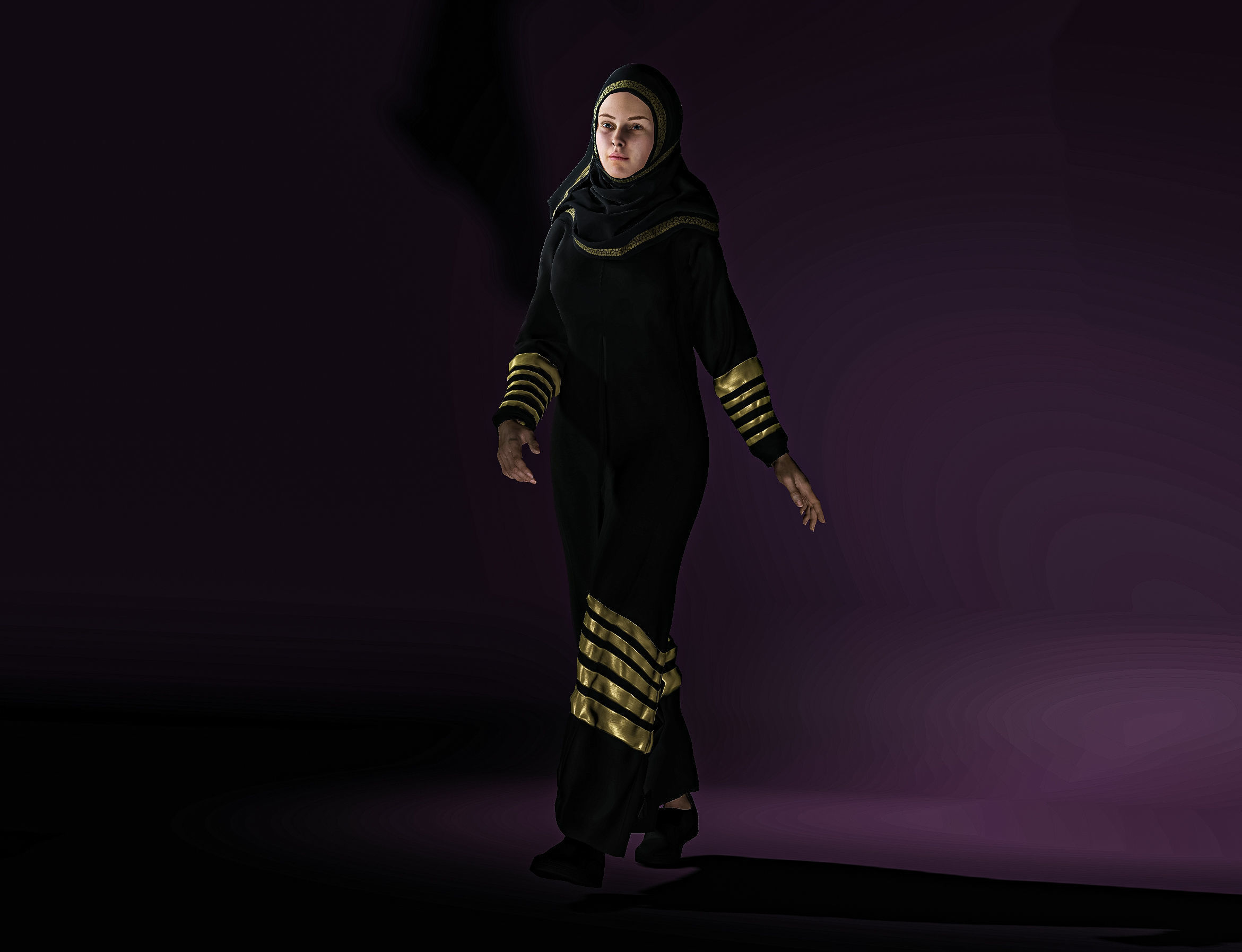 High Quality Realistic Arab Woman Low-poly 3D model_10