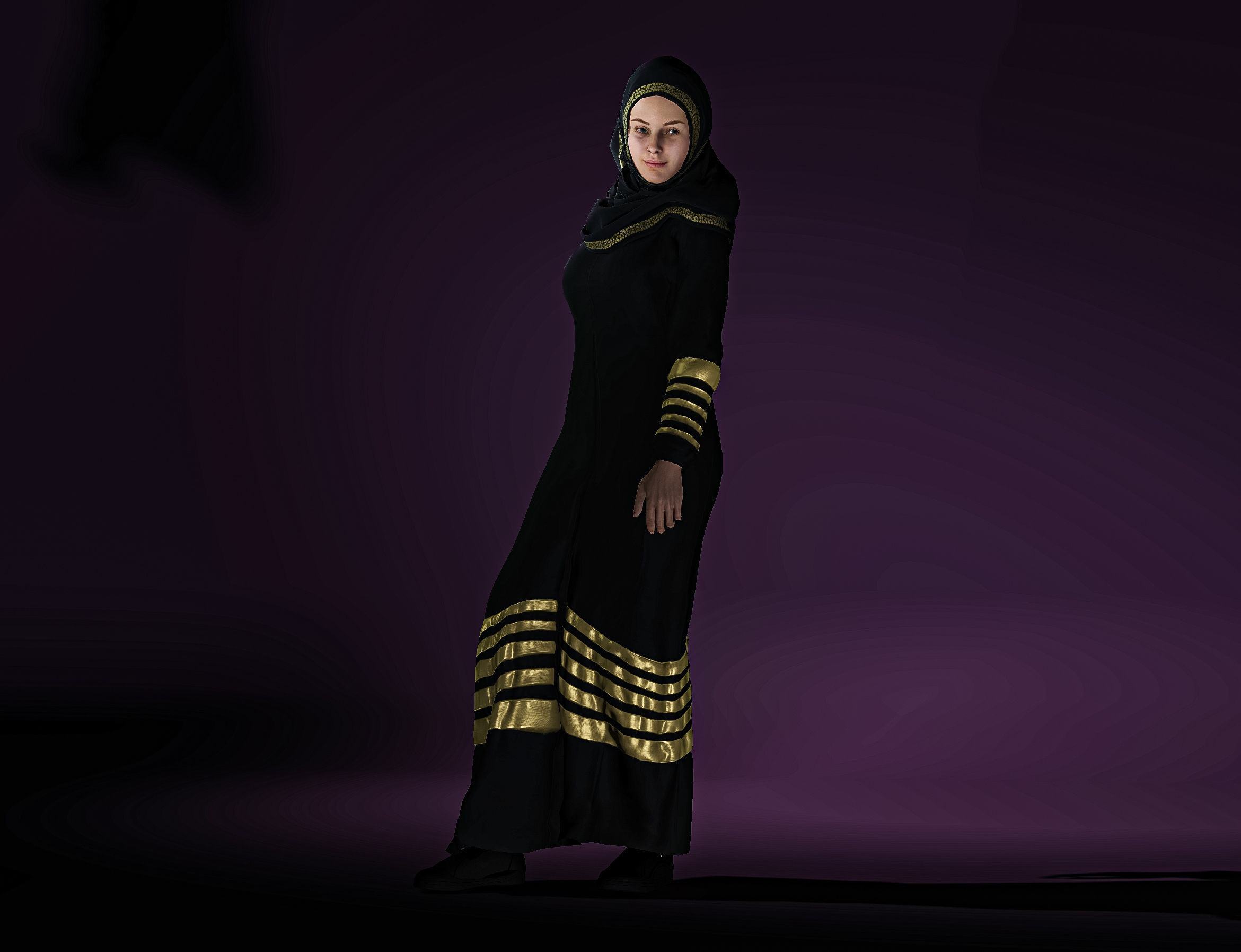 High Quality Realistic Arab Woman Low-poly 3D model_6