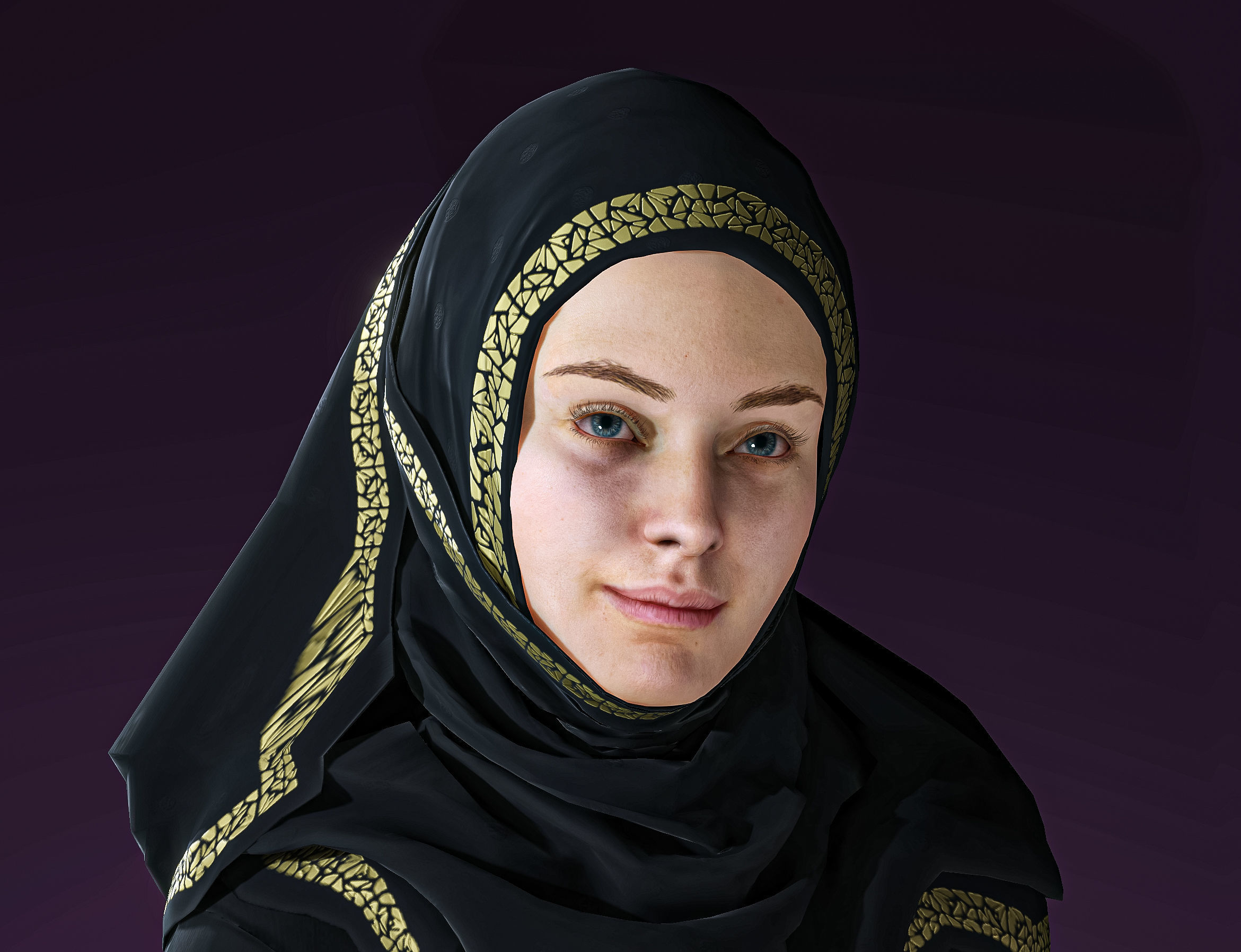 High Quality Realistic Arab Woman Low-poly 3D model_12
