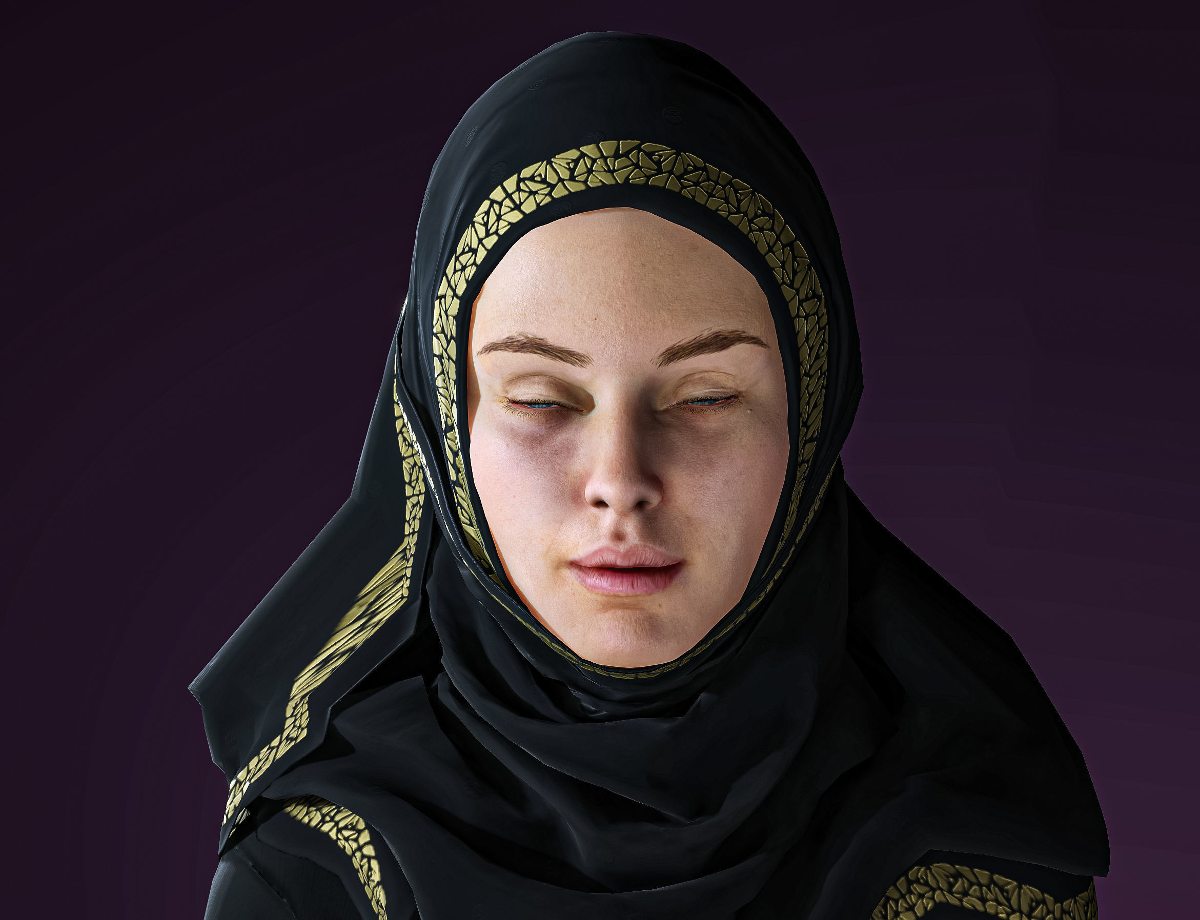 High Quality Realistic Arab Woman Low-poly 3D model_14