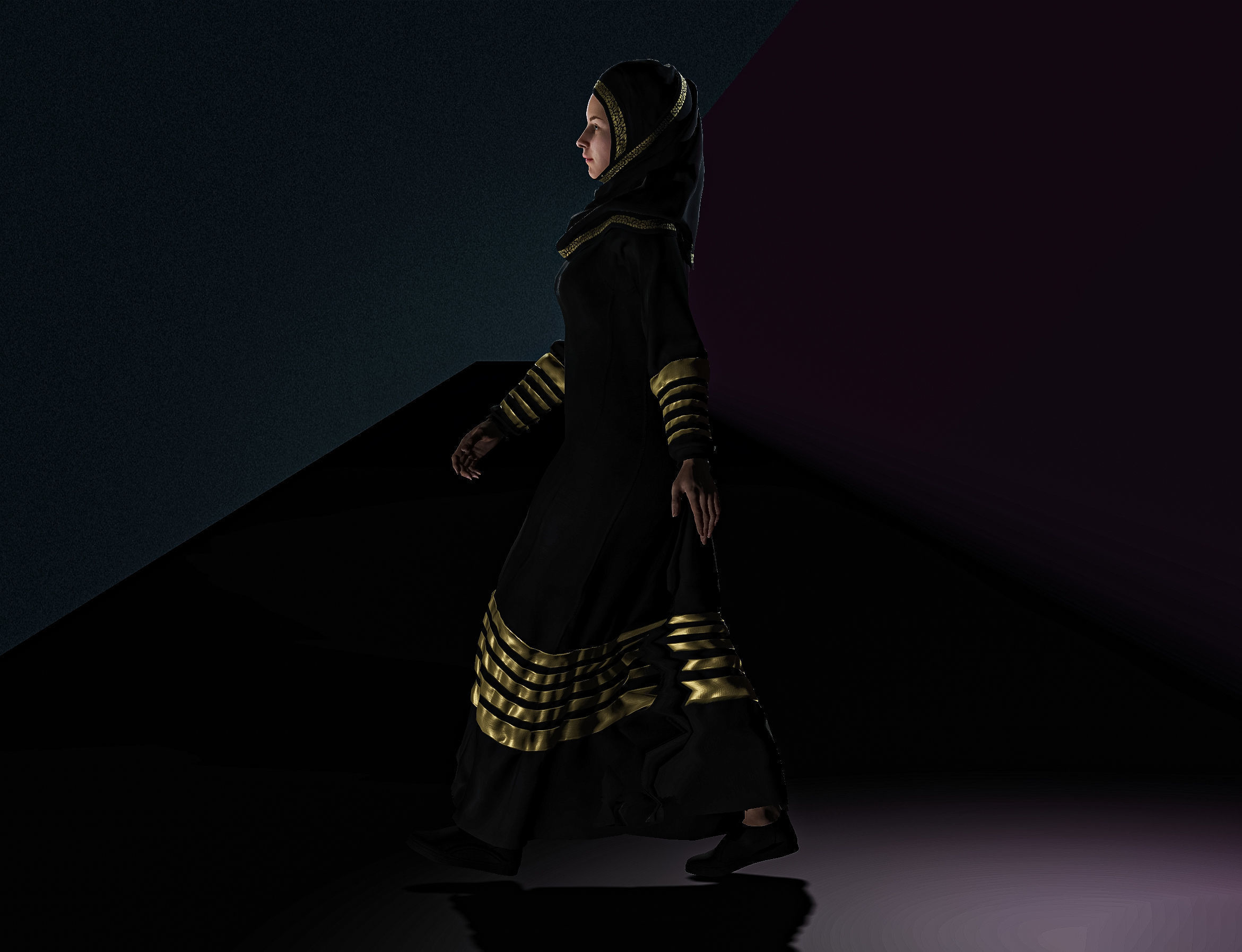 High Quality Realistic Arab Woman Low-poly 3D model_9