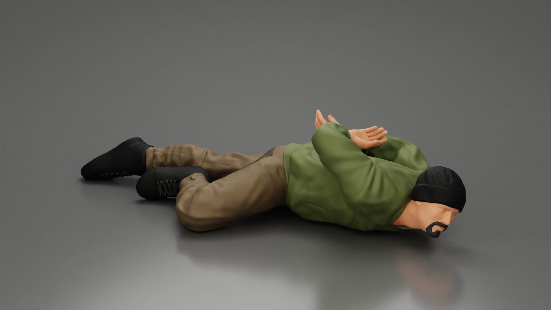 Gangster homie With Handcuffs He Lies On The Floor 3D print model_3