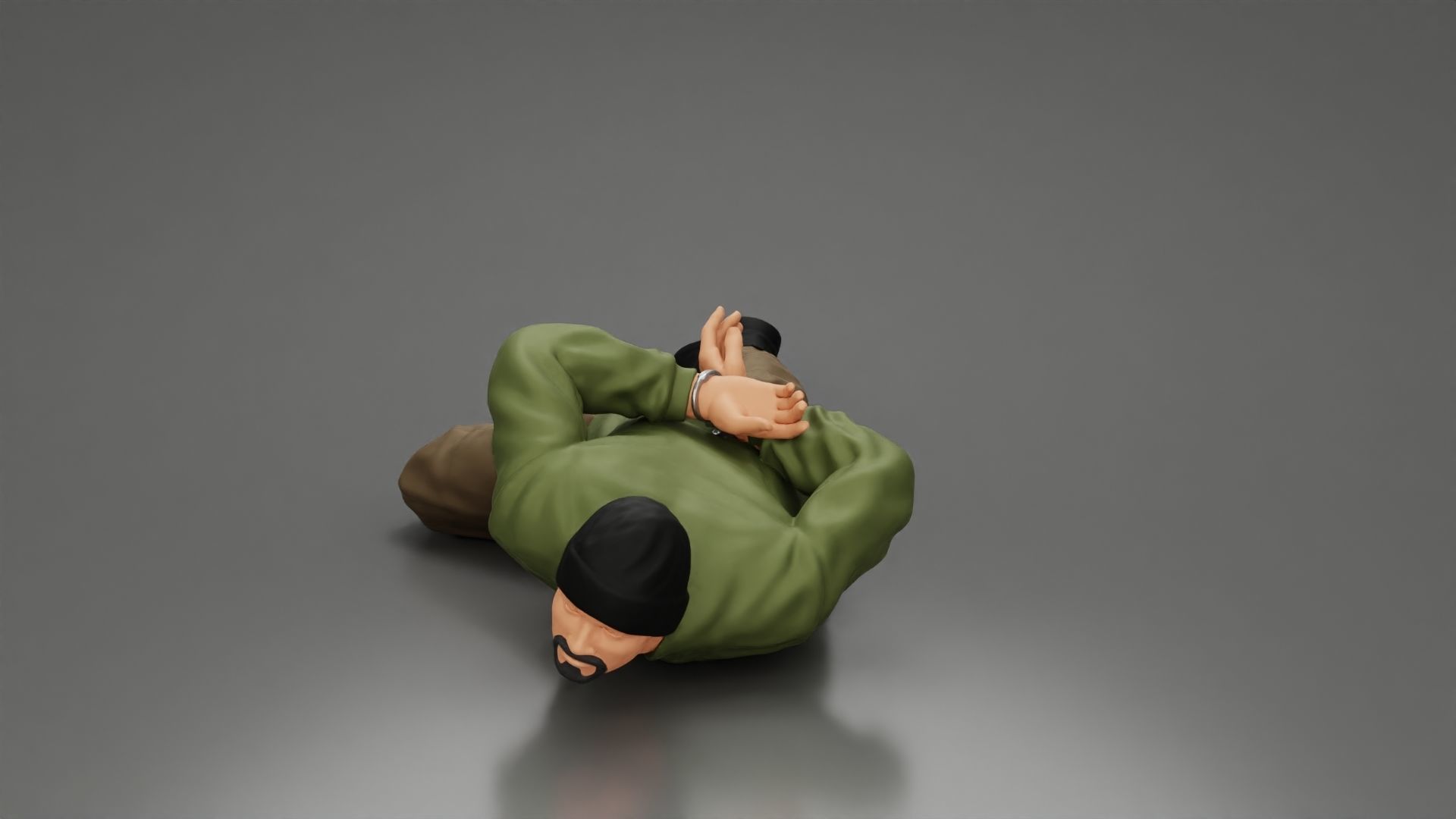Gangster homie With Handcuffs He Lies On The Floor 3D print model_2