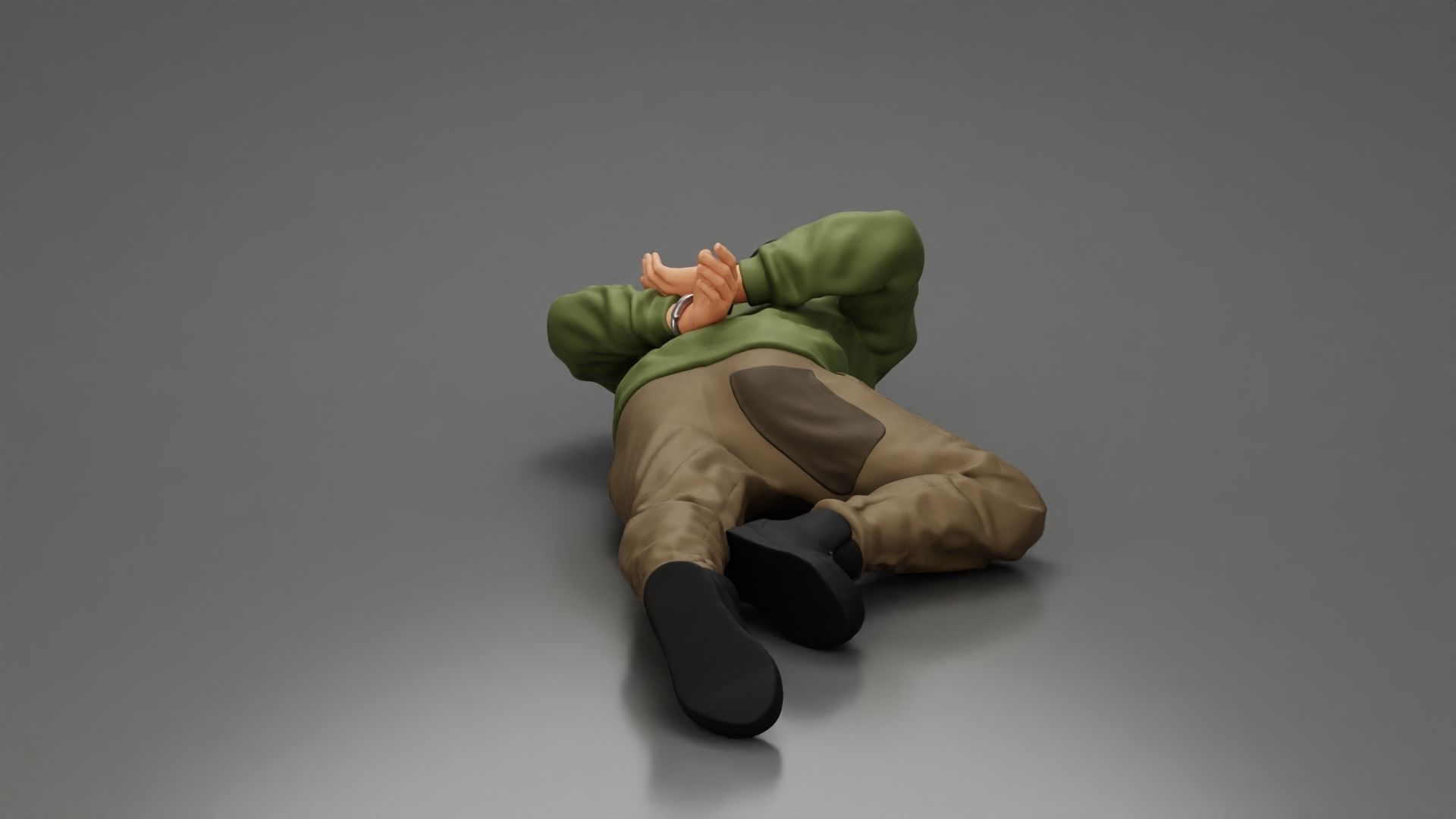 Gangster homie With Handcuffs He Lies On The Floor 3D print model_5