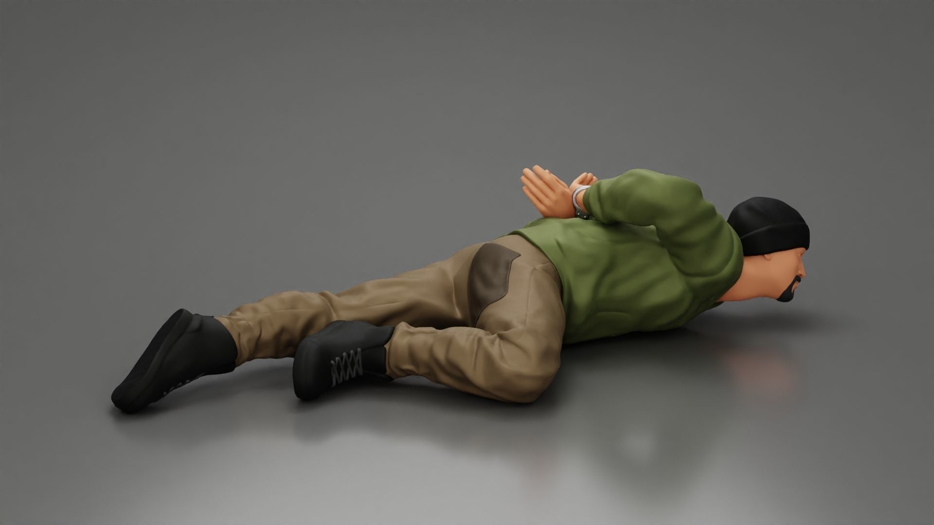 Gangster homie With Handcuffs He Lies On The Floor 3D print model_4
