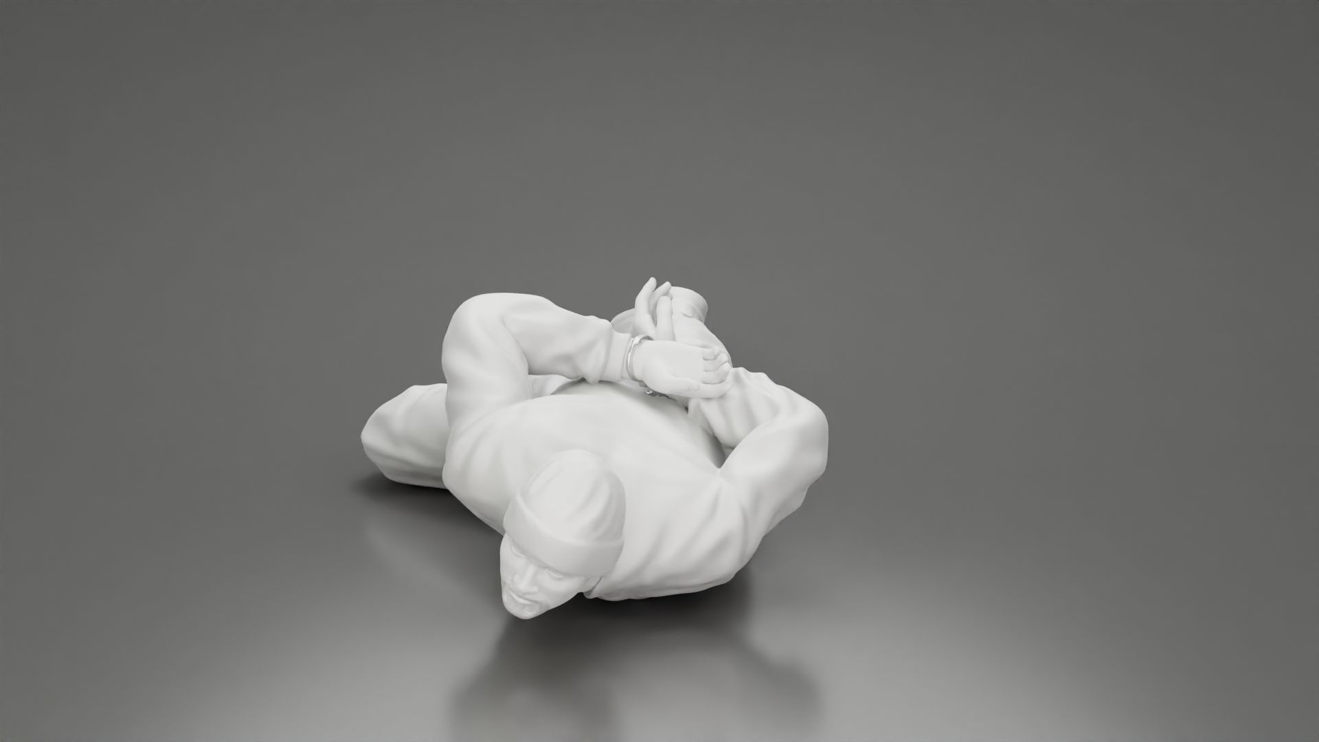 Gangster homie With Handcuffs He Lies On The Floor 3D print model_8