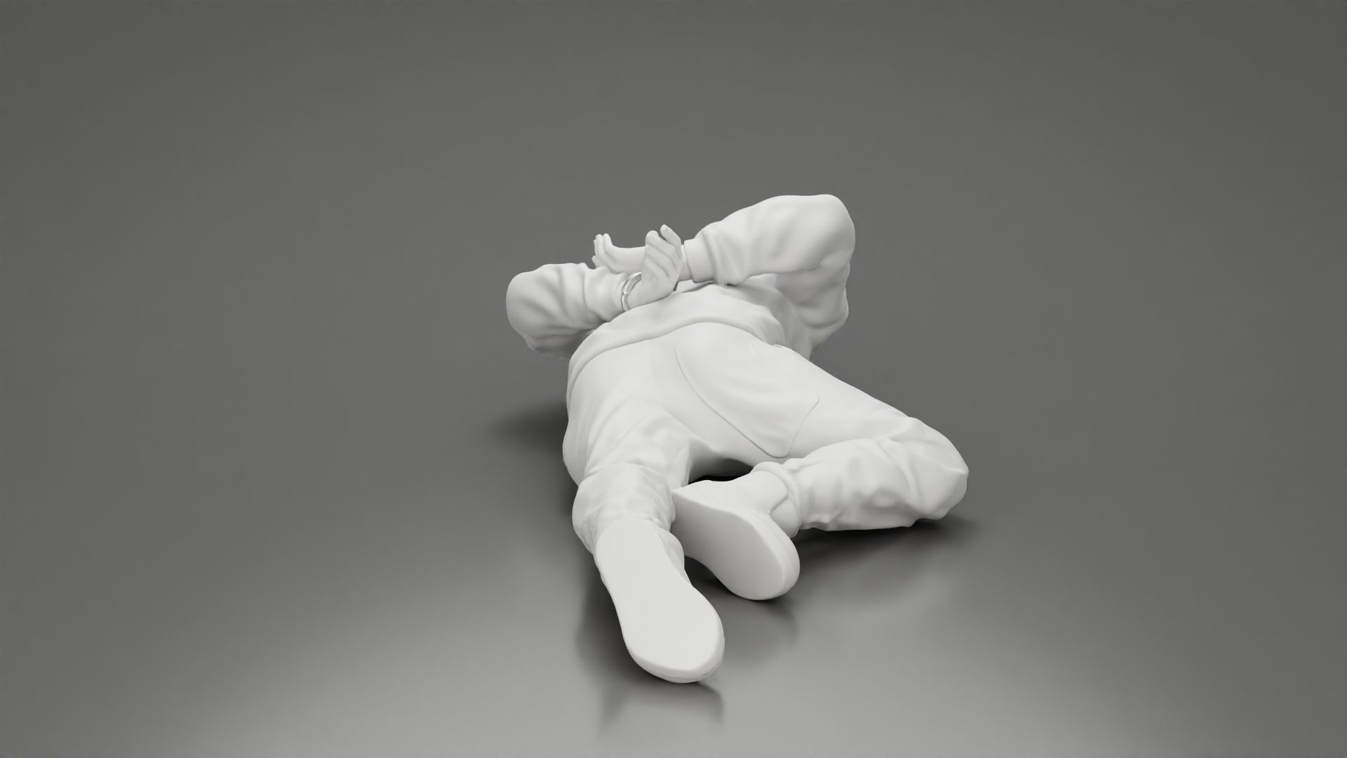 Gangster homie With Handcuffs He Lies On The Floor 3D print model_11