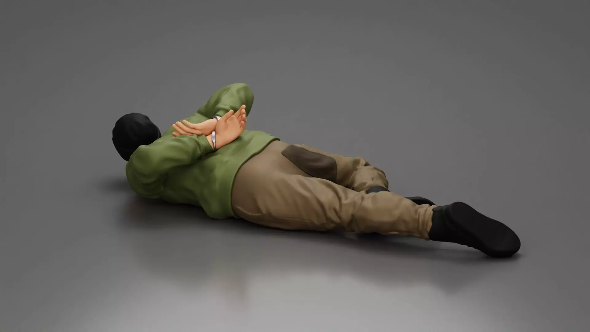 Gangster homie With Handcuffs He Lies On The Floor 3D print model_0