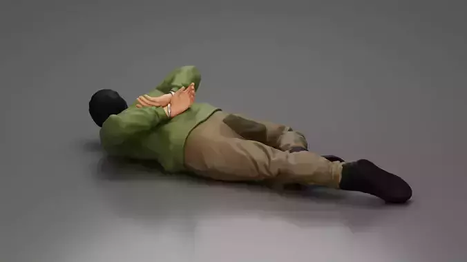 Gangster homie With Handcuffs He Lies On The Floor 3D print model