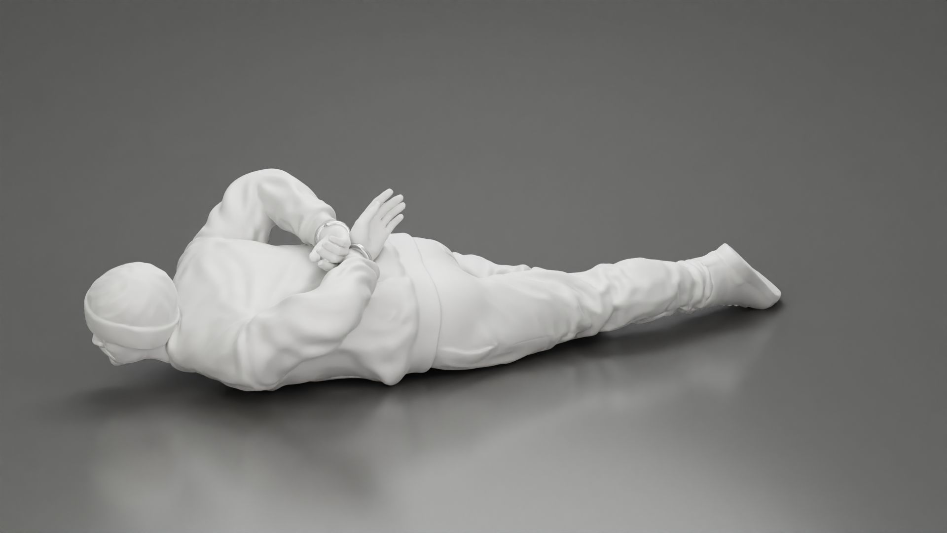 Gangster homie With Handcuffs He Lies On The Floor 3D print model_7