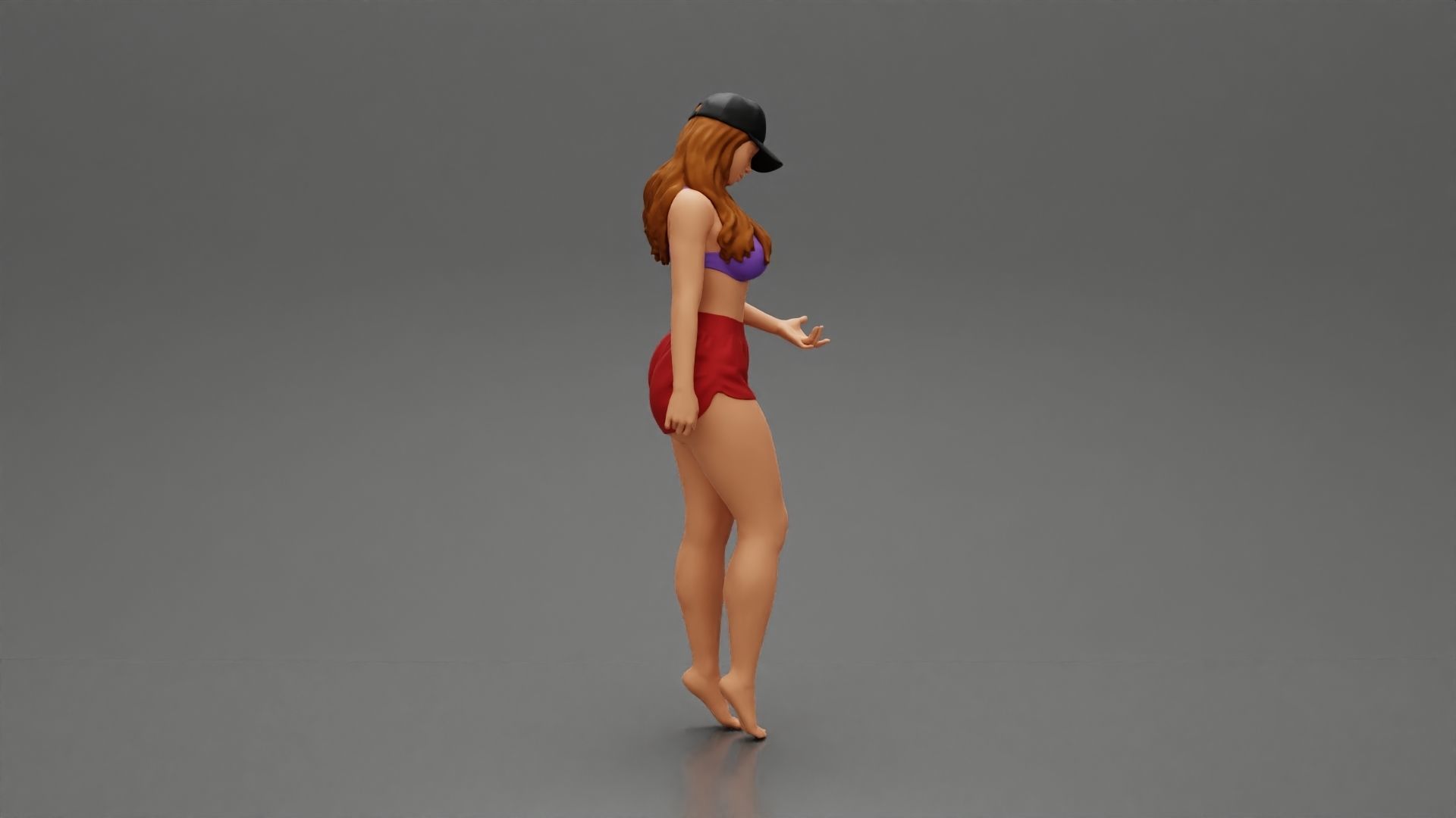 Sexy Girl standing in Cap and Shorts With Posing 3D print model_1