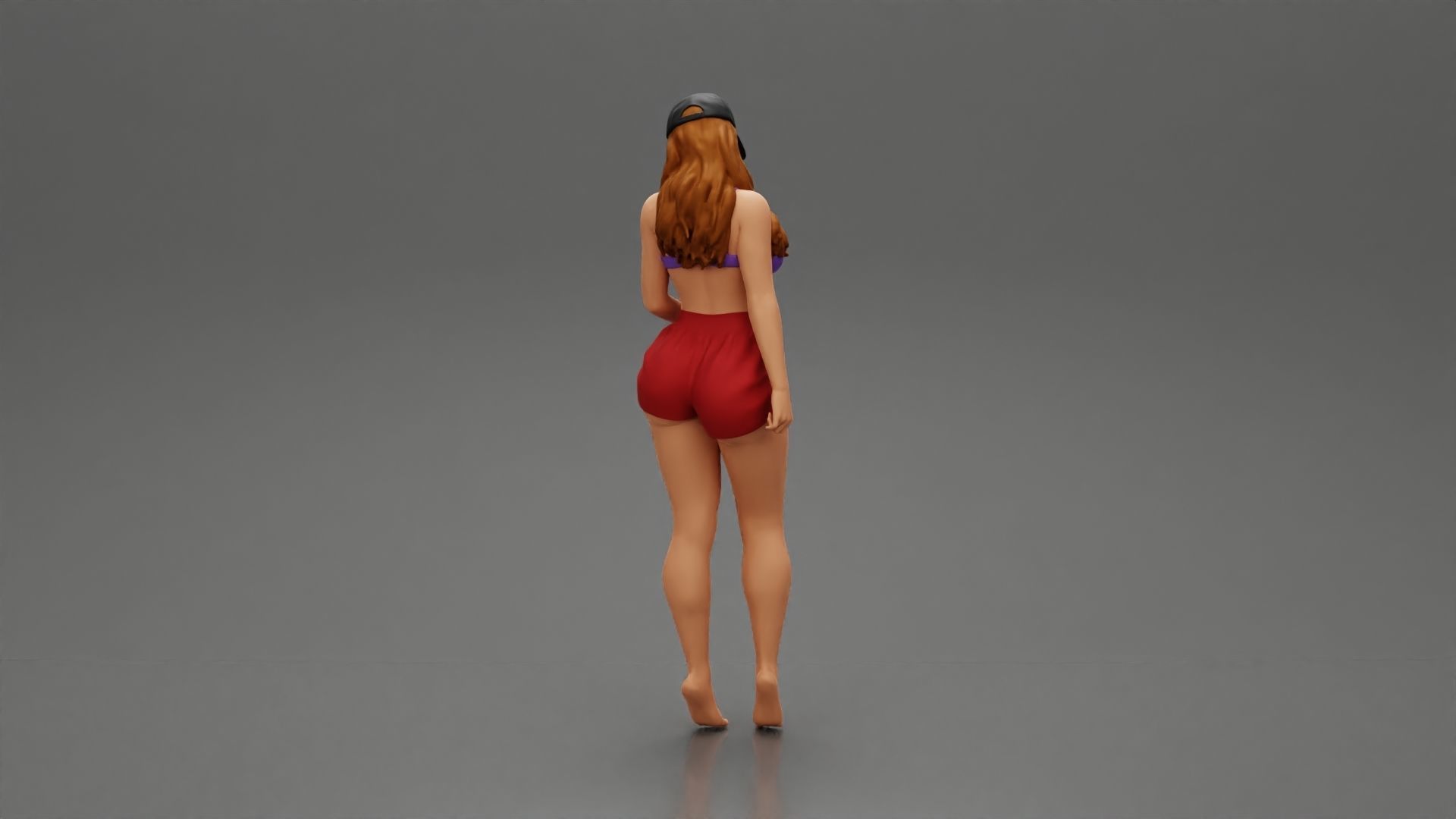 Sexy Girl standing in Cap and Shorts With Posing 3D print model_2
