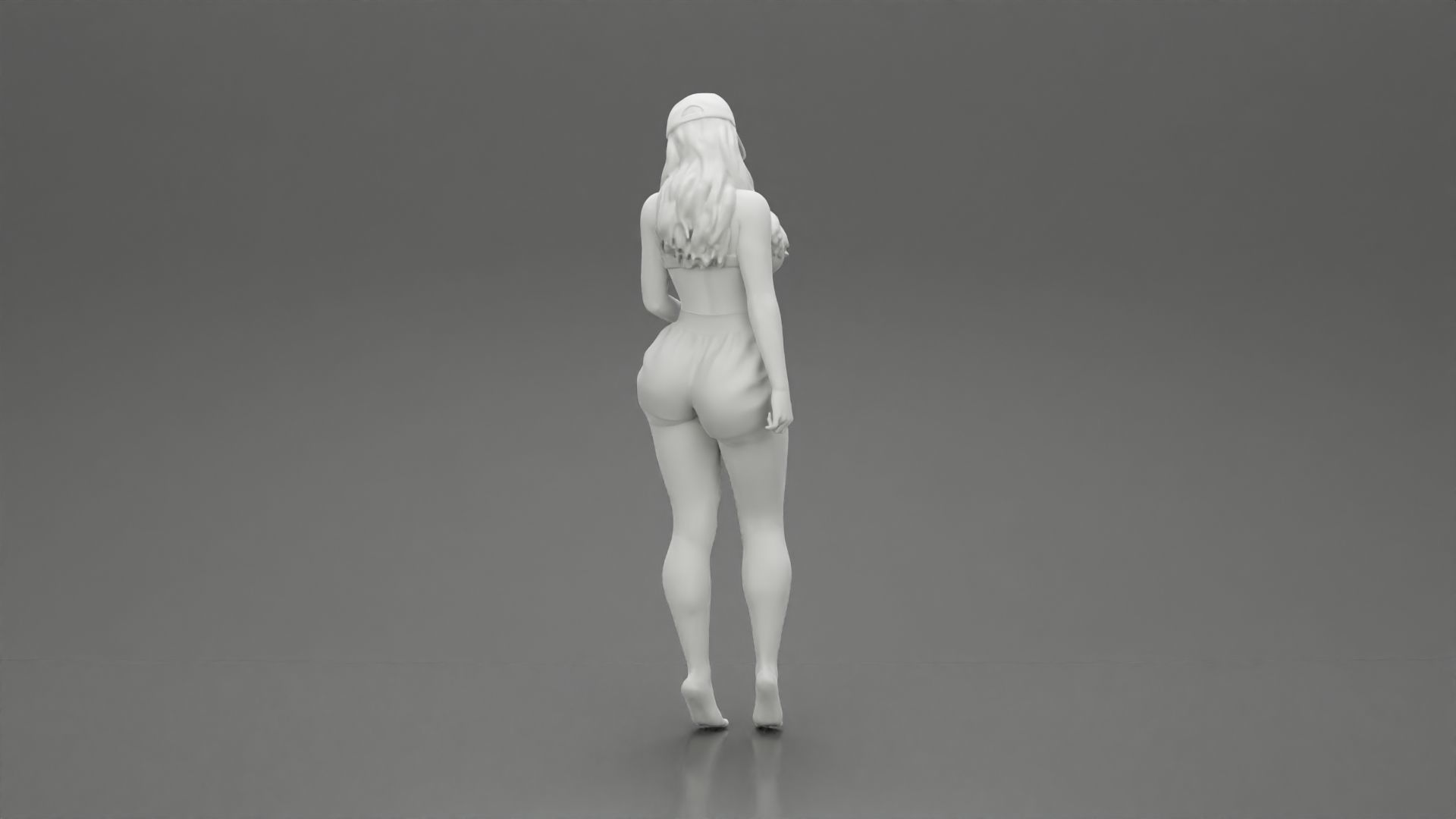 Sexy Girl standing in Cap and Shorts With Posing 3D print model_8
