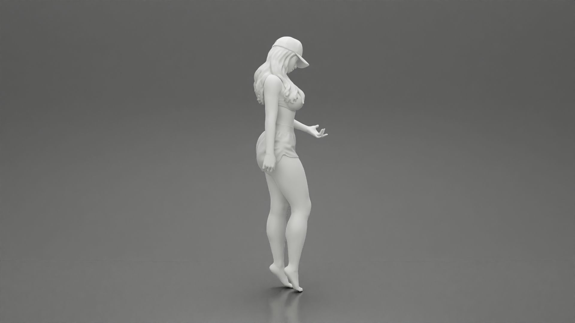 Sexy Girl standing in Cap and Shorts With Posing 3D print model_7