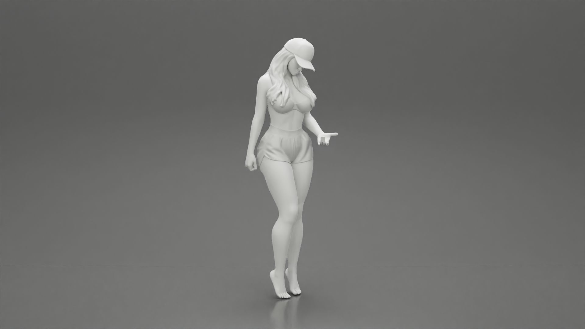 Sexy Girl standing in Cap and Shorts With Posing 3D print model_6