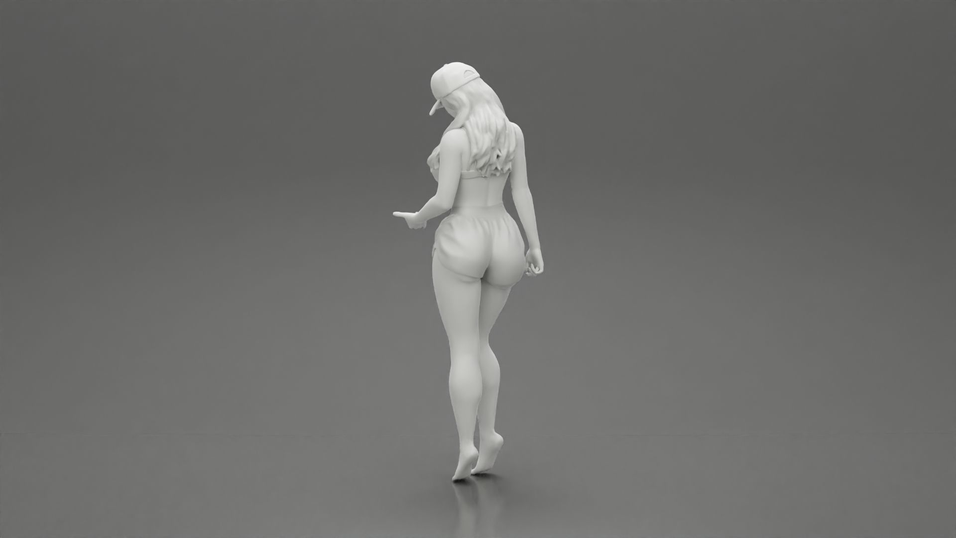 Sexy Girl standing in Cap and Shorts With Posing 3D print model_9