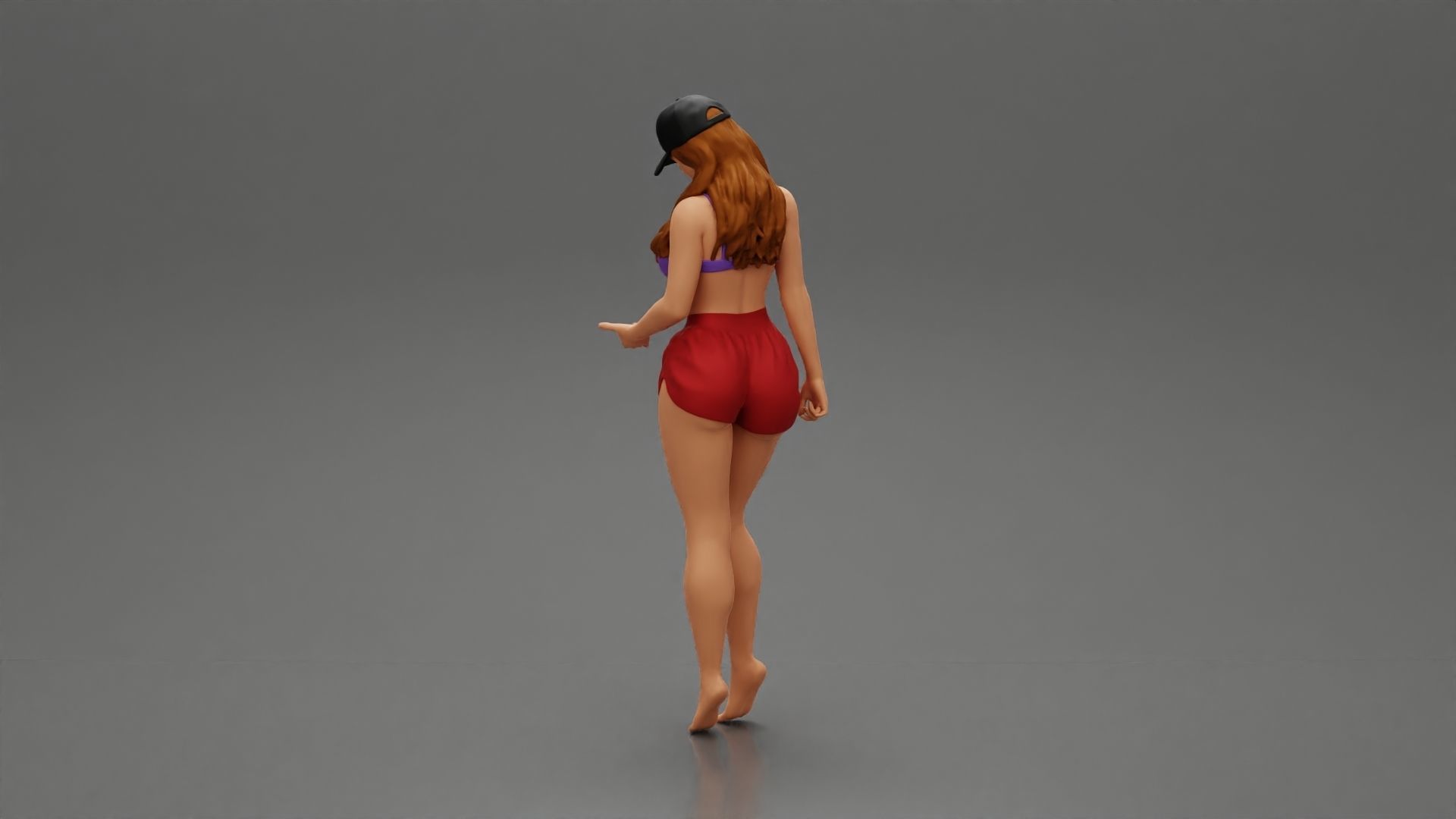 Sexy Girl standing in Cap and Shorts With Posing 3D print model_3