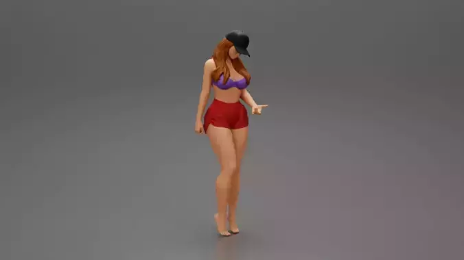 Sexy Girl standing in Cap and Shorts With Posing 3D print model