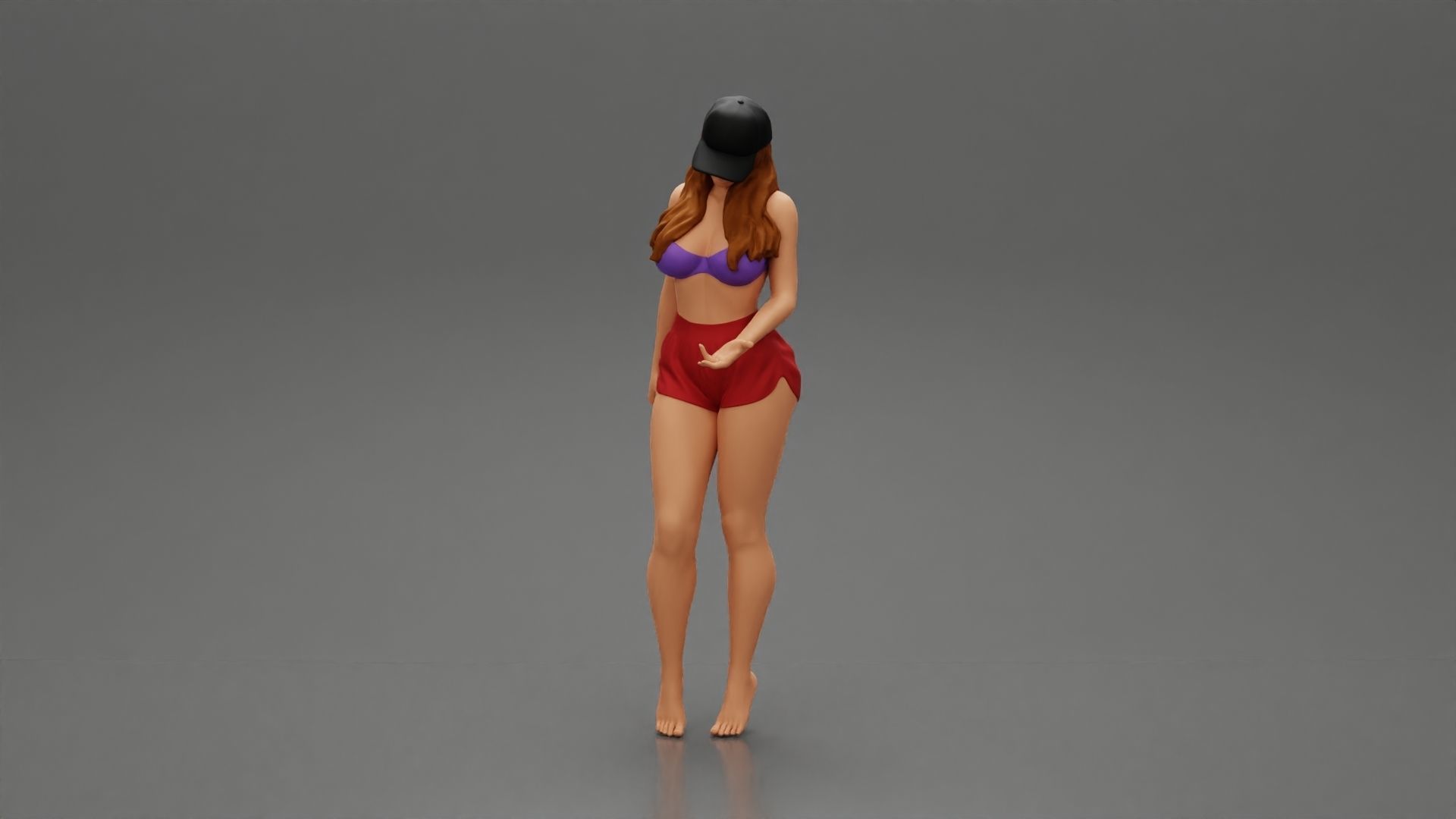 Sexy Girl standing in Cap and Shorts With Posing 3D print model_5