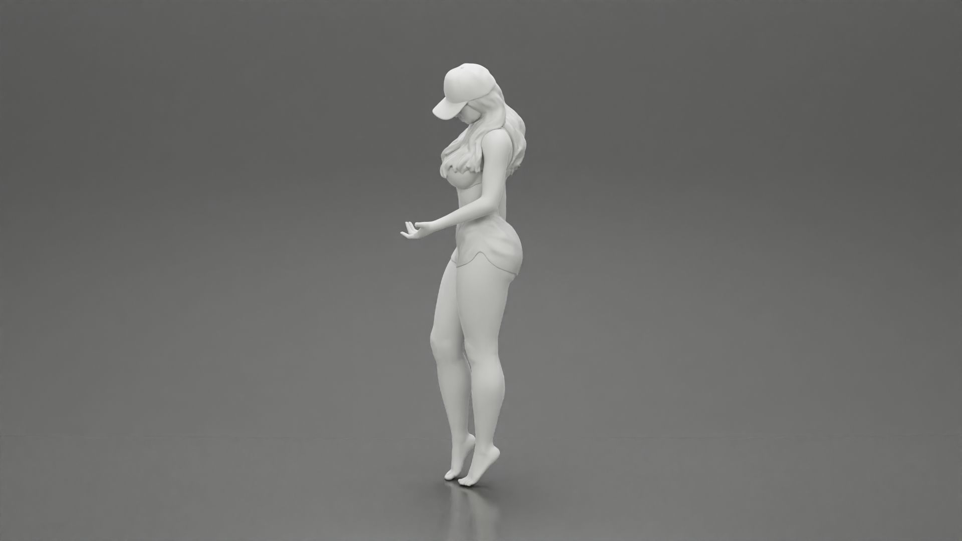 Sexy Girl standing in Cap and Shorts With Posing 3D print model_10
