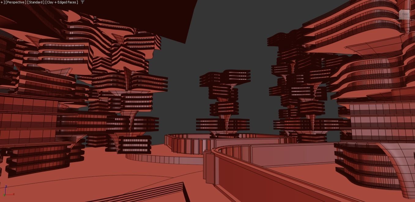 curve flower future building Low-poly 3D model_7