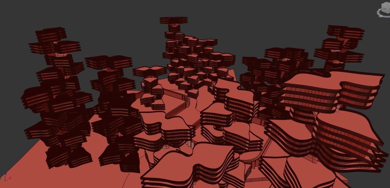 curve flower future building Low-poly 3D model_6