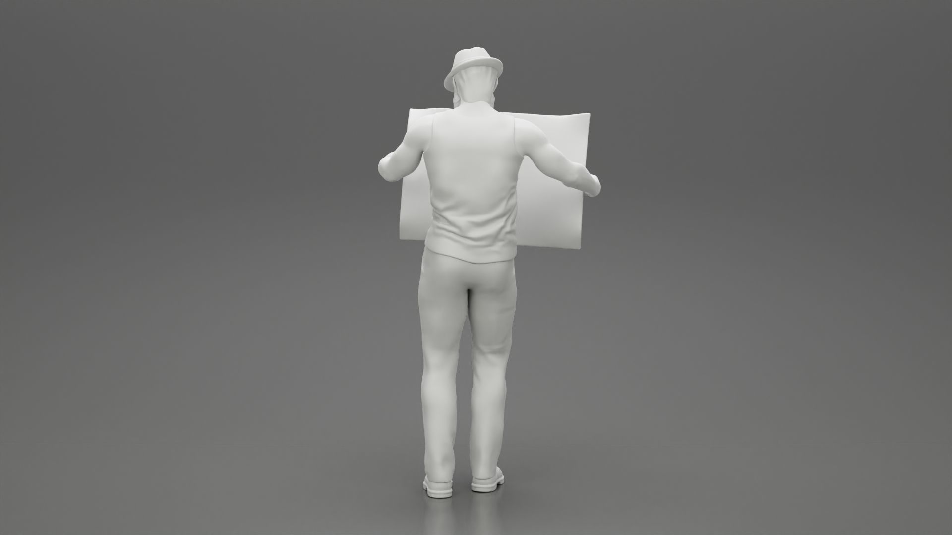 Young Man in hat with beard Holding Map And Looking At it  3D print model_10