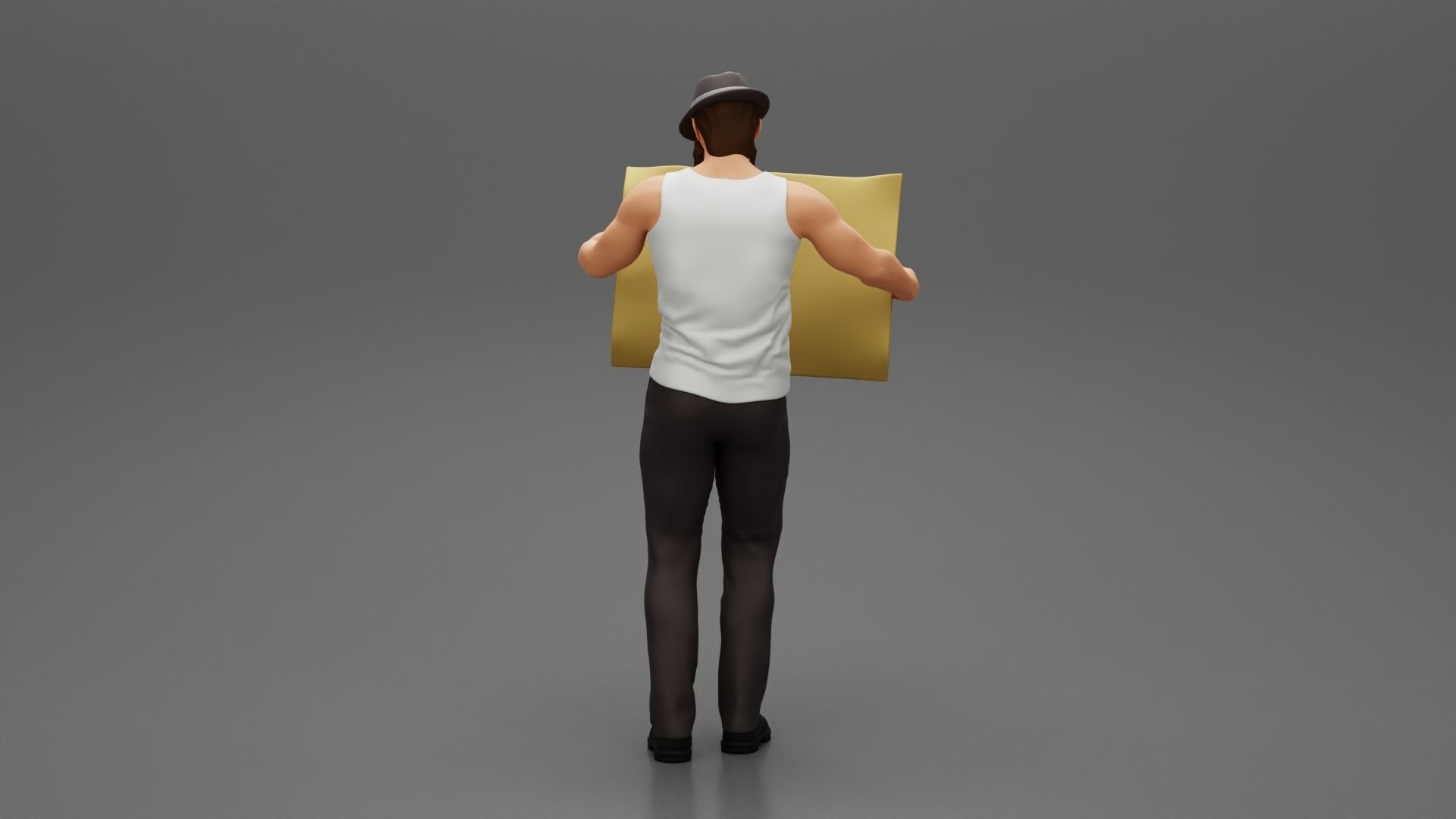 Young Man in hat with beard Holding Map And Looking At it  3D print model_4