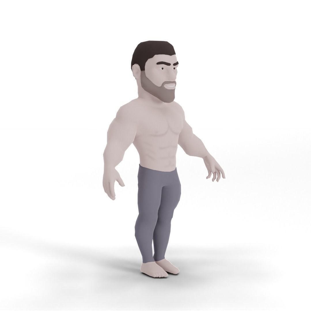 Gigachad 3D character Low-poly 3D model_1