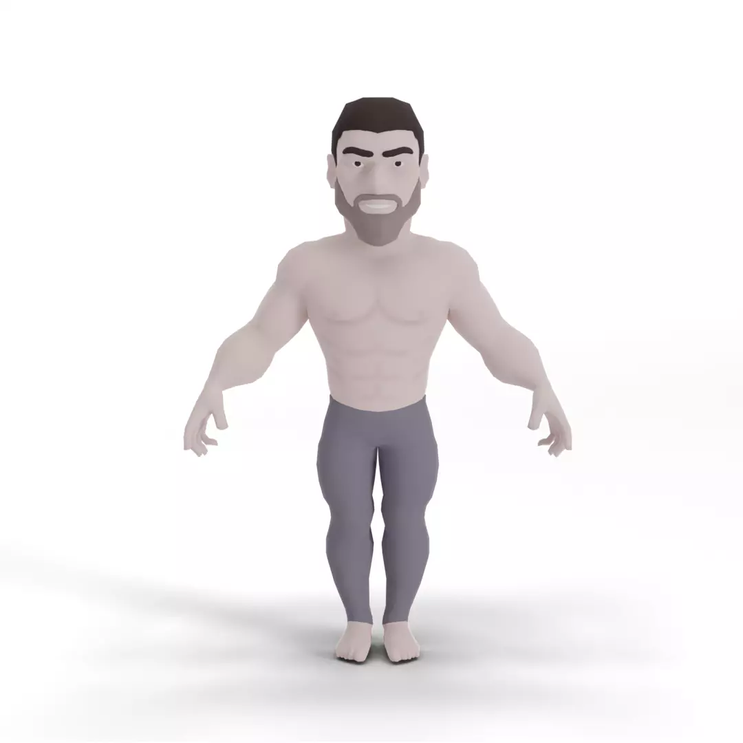 Gigachad 3D character Low-poly 3D model_0
