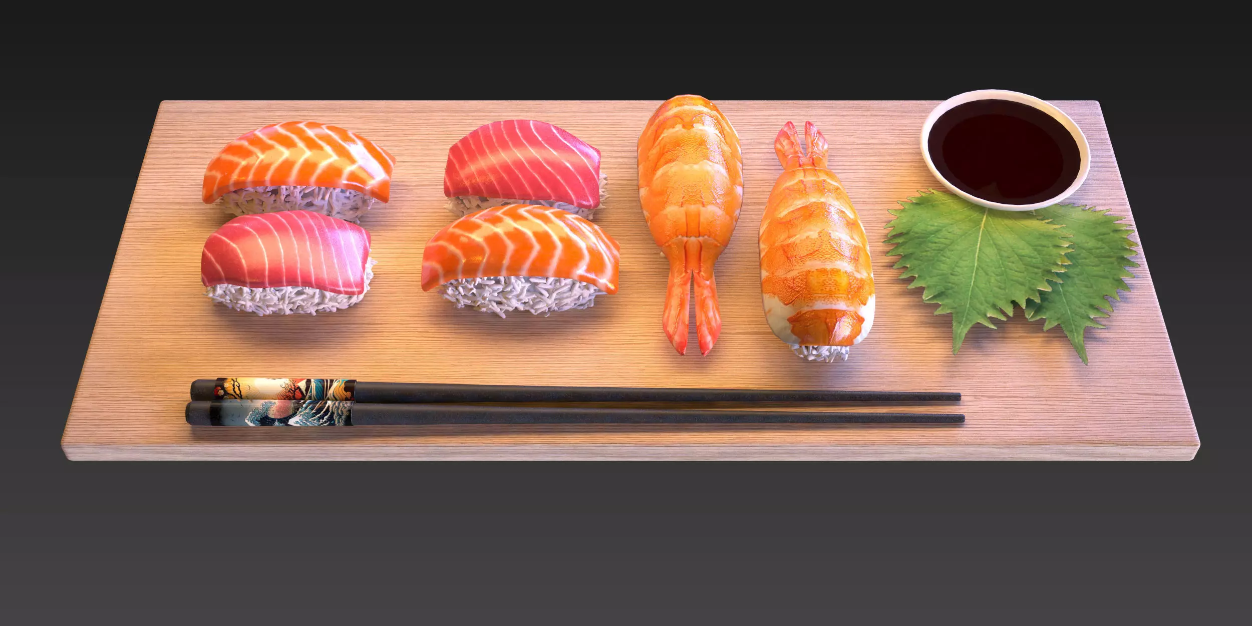 Nigiri sushi set Japan 3D model_0