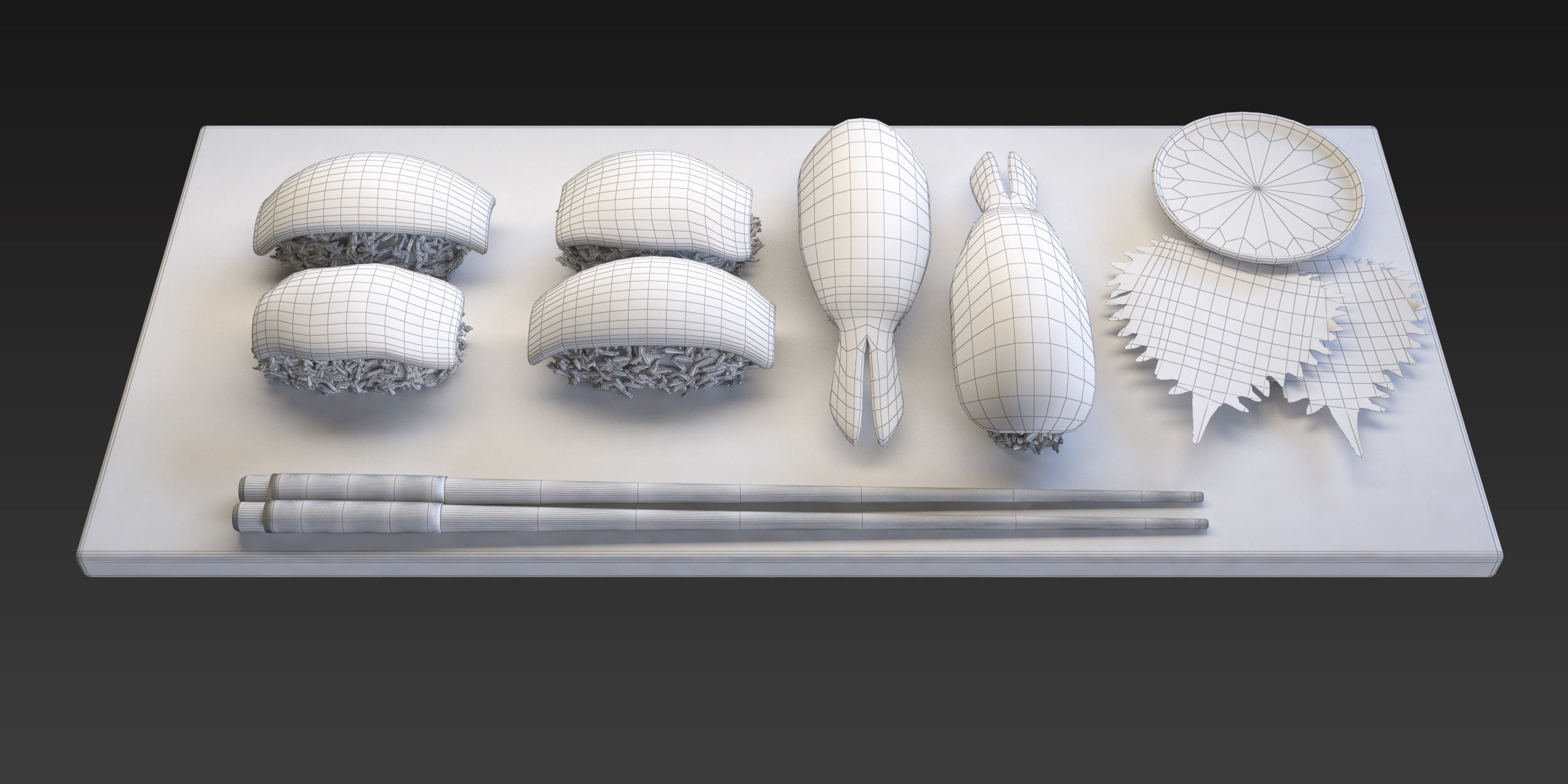 Nigiri sushi set Japan 3D model_4