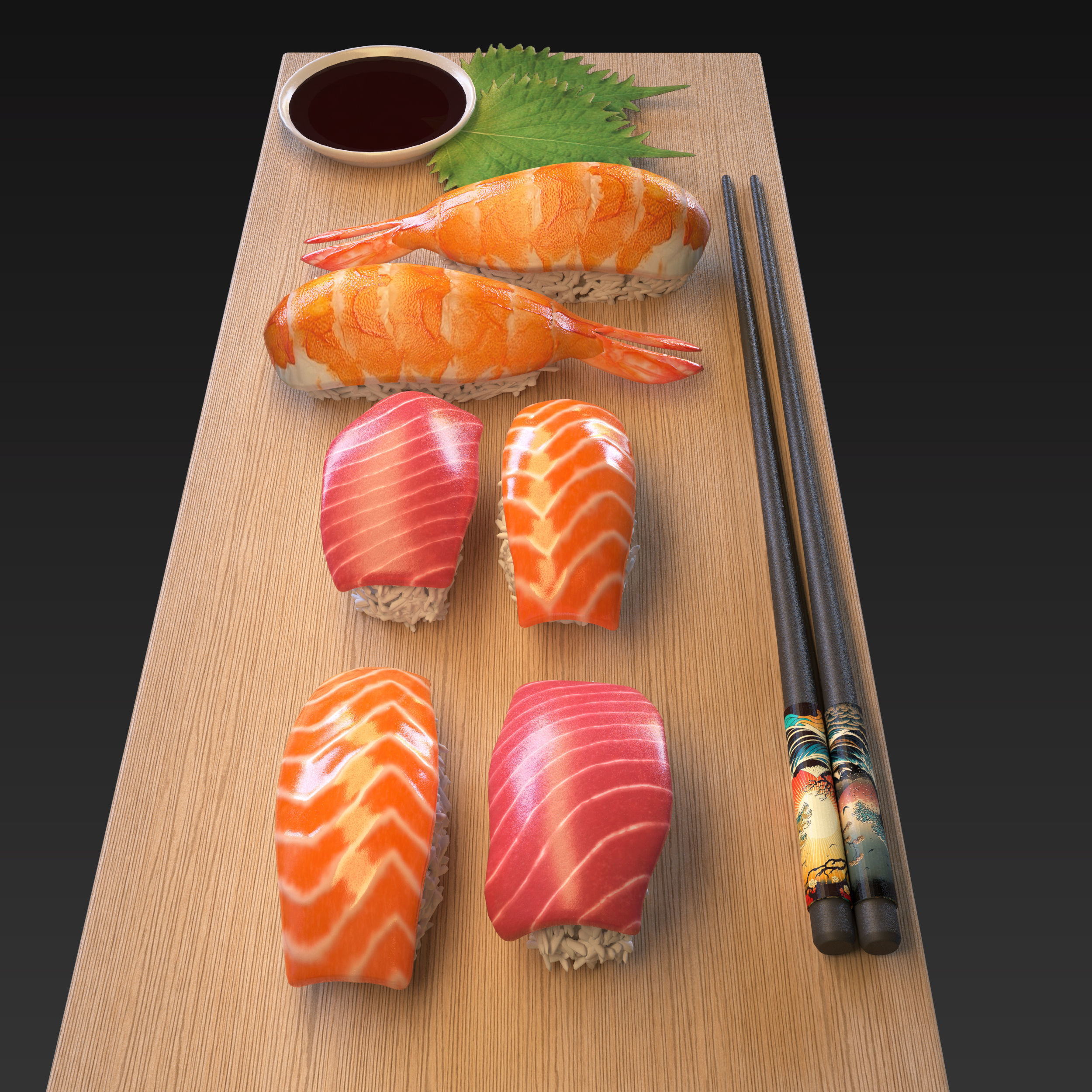 Nigiri sushi set Japan 3D model_1