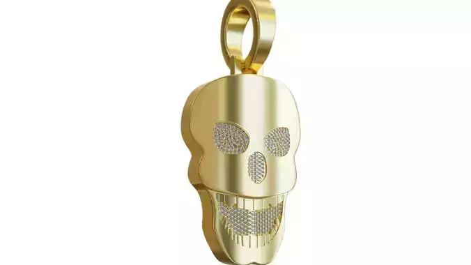 Smiling Diamond Skull Pendant
