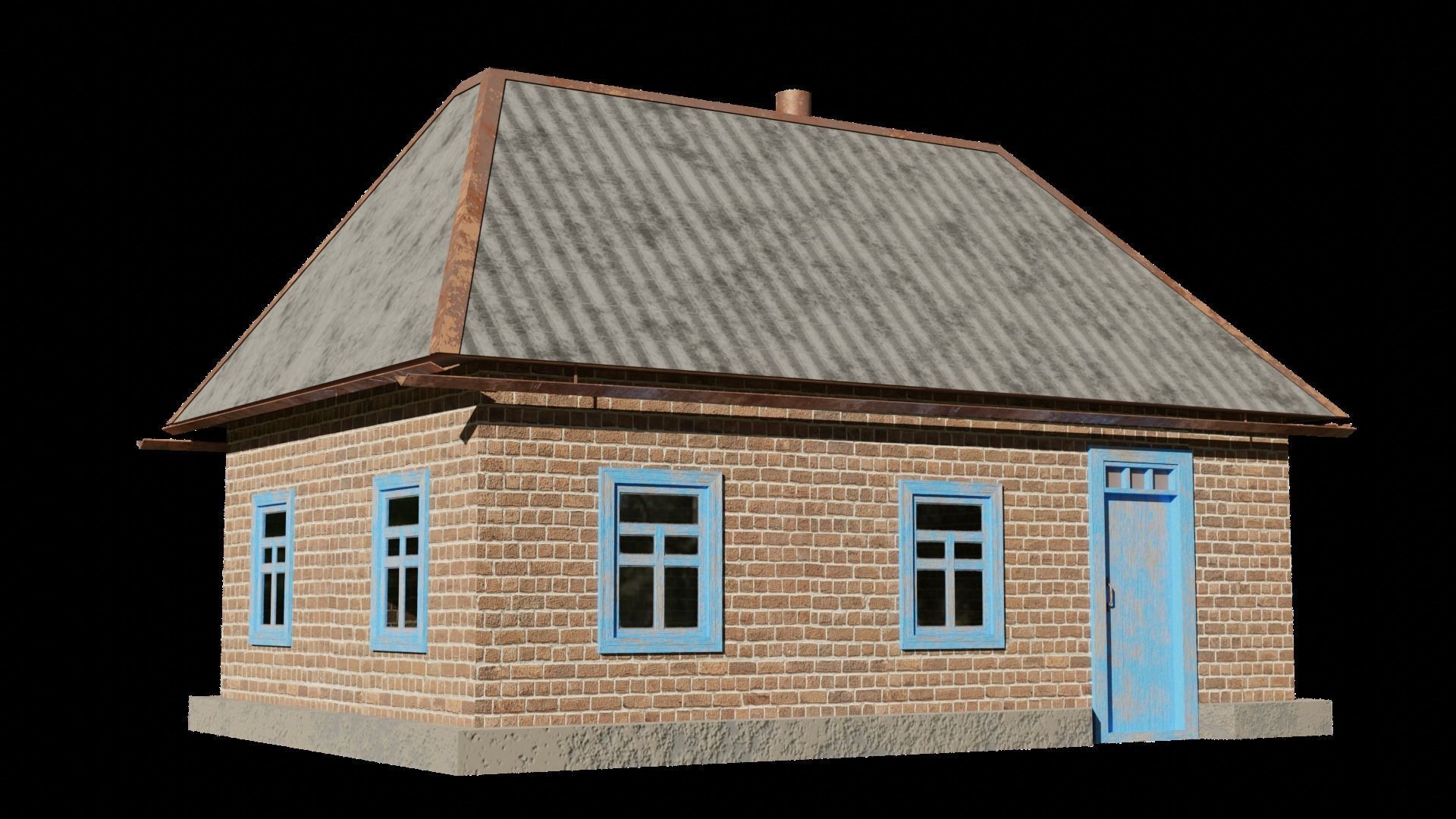 An old village house in 5 variants Low-poly 3D model_18