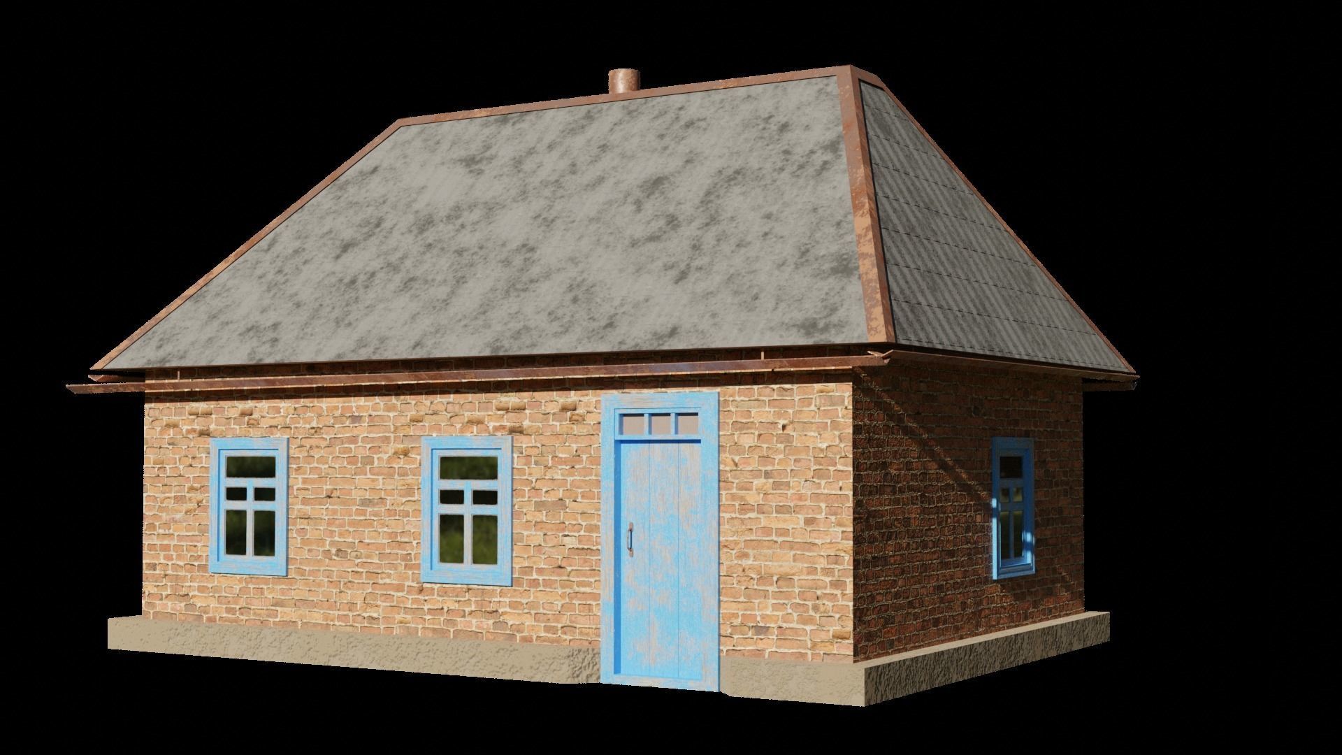 An old village house in 5 variants Low-poly 3D model_17