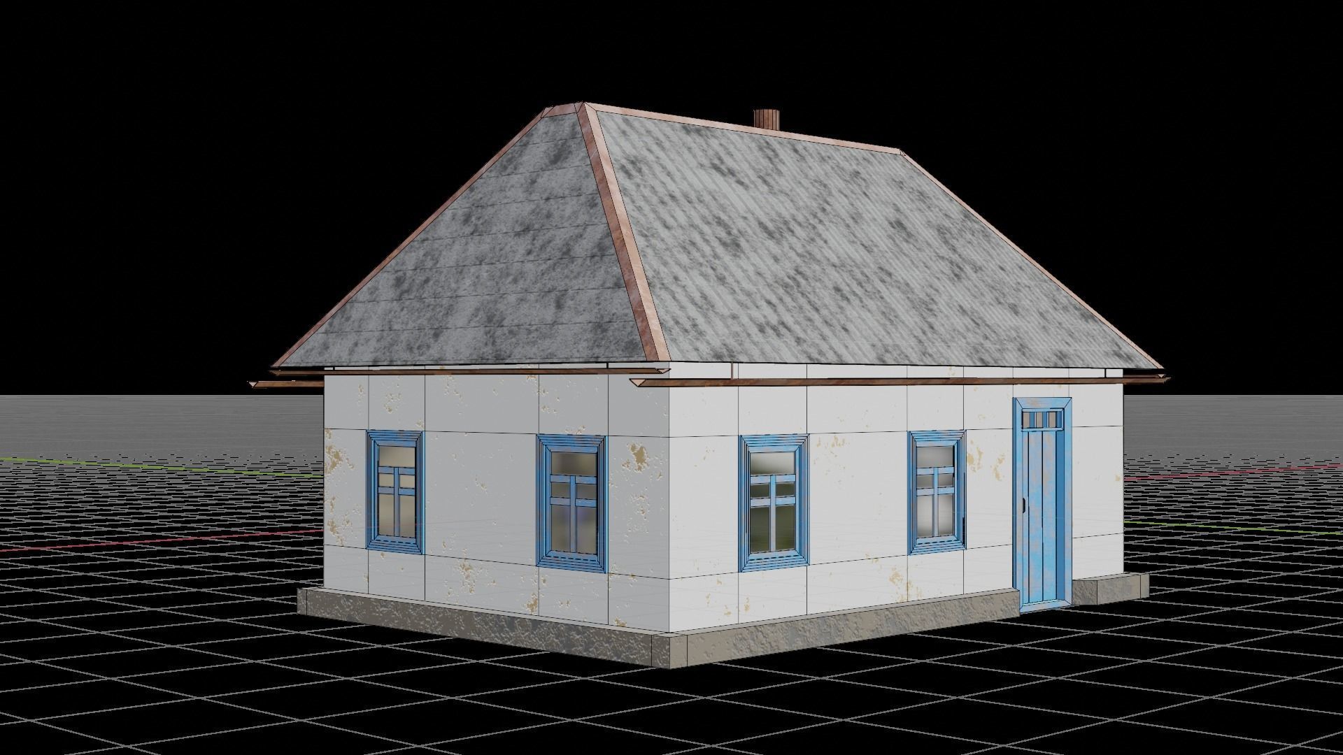 An old village house in 5 variants Low-poly 3D model_24
