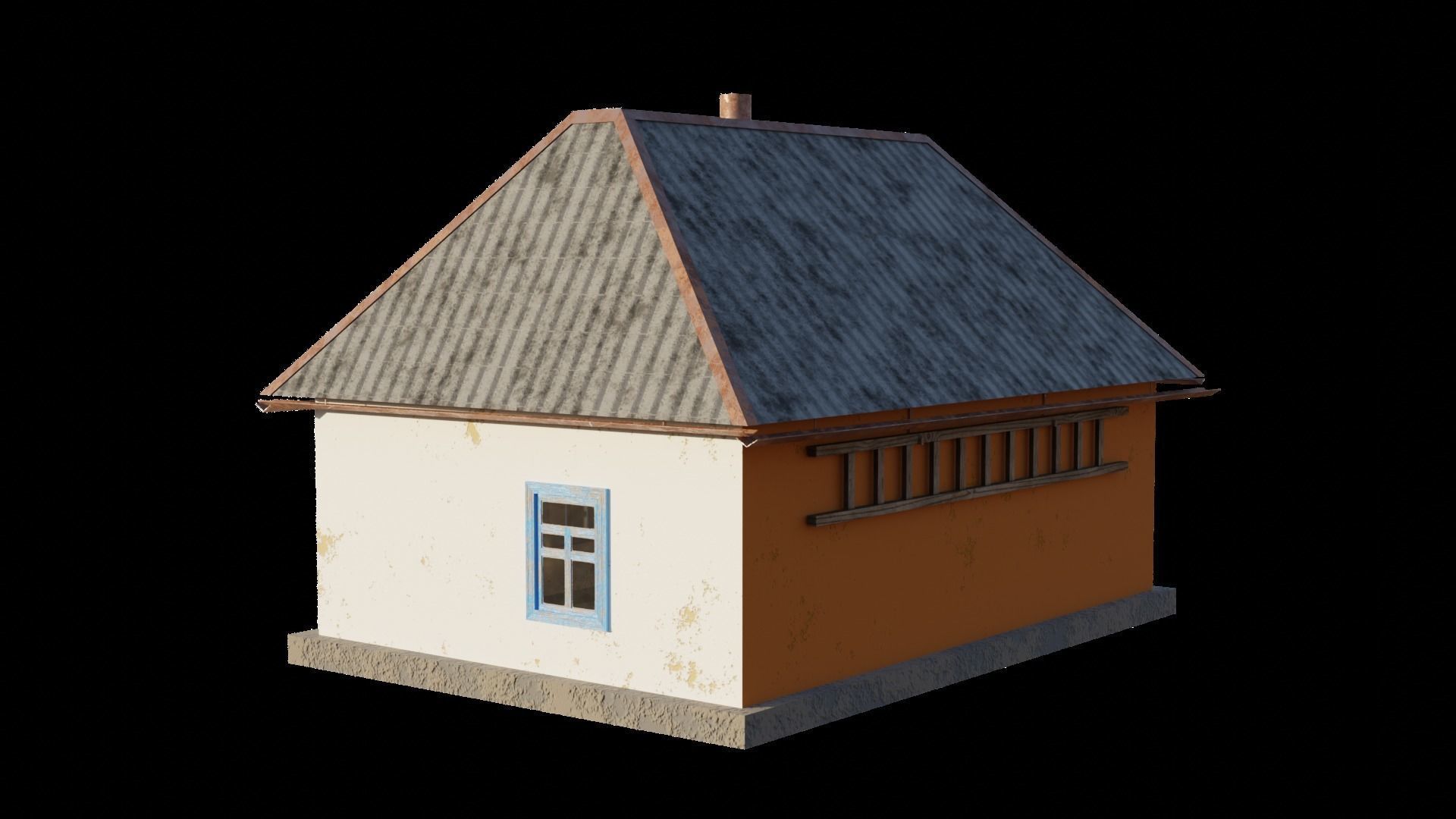 An old village house in 5 variants Low-poly 3D model_14