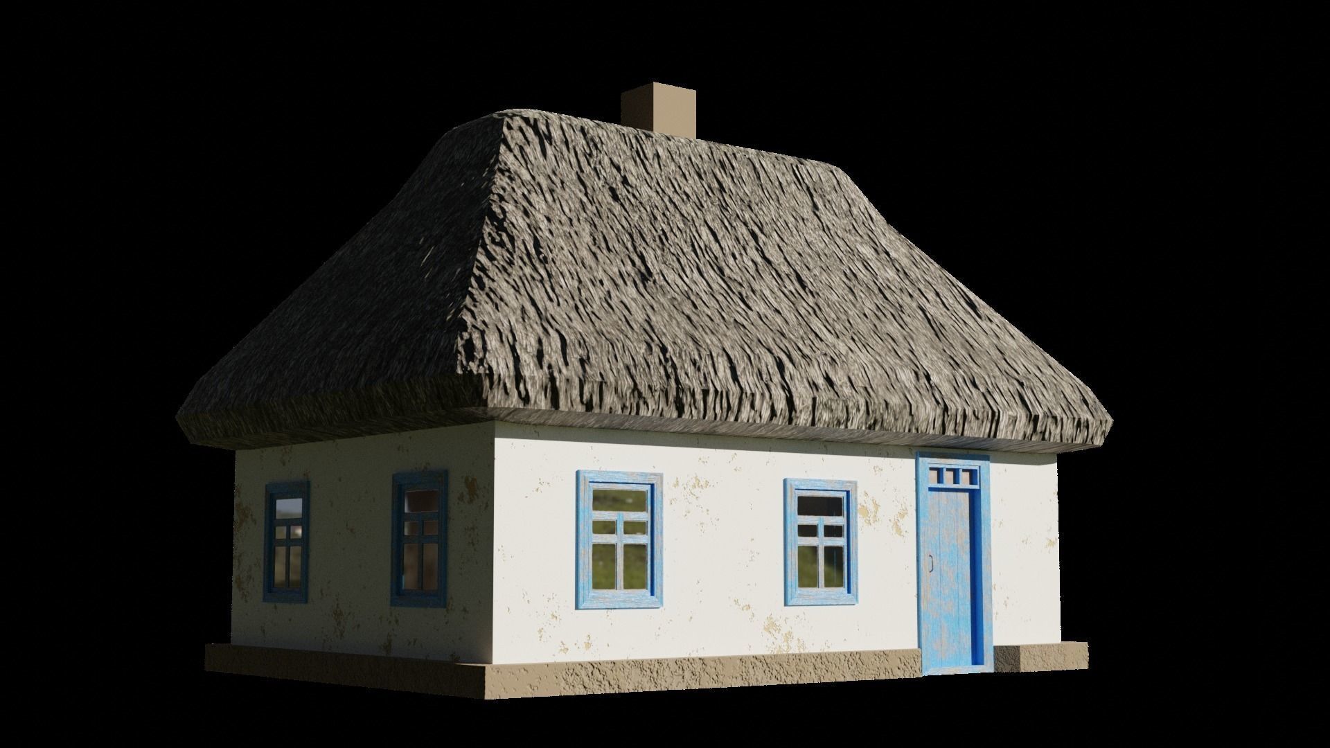 An old village house in 5 variants Low-poly 3D model_5