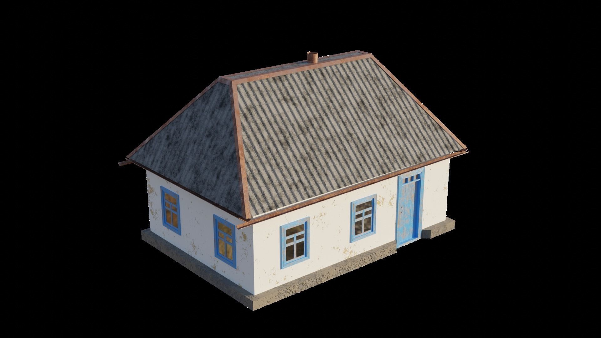 An old village house in 5 variants Low-poly 3D model_11