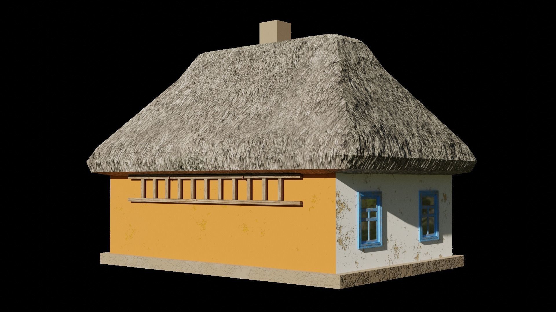 An old village house in 5 variants Low-poly 3D model_7
